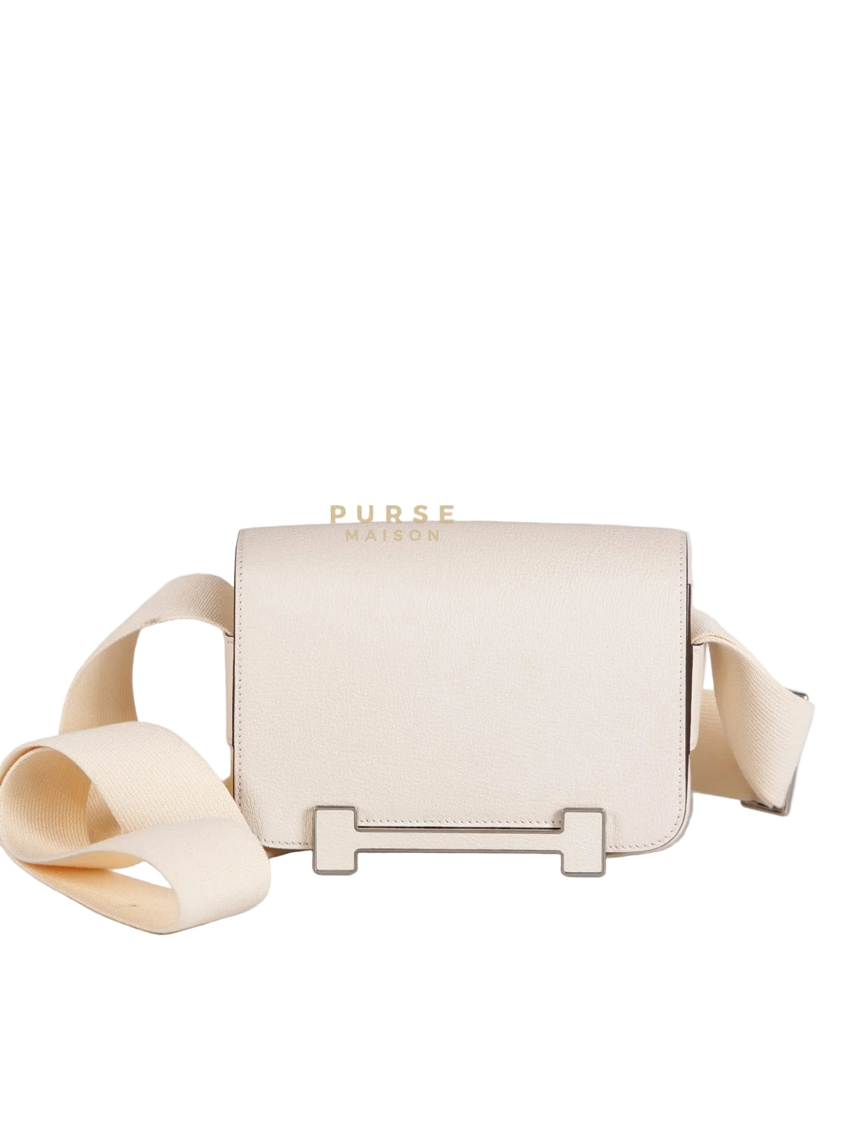 Geta in Nata Chevre Mysore Leather & Palladium Hardware Stamp W (2024) | Purse Maison Luxury Bags Shop