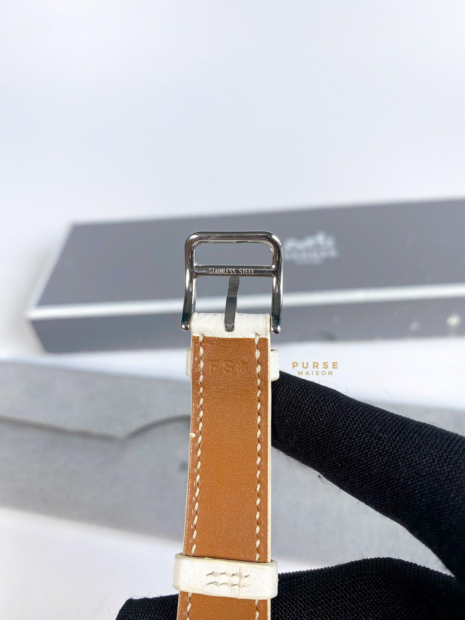 Hermes H Hour Watch White on Palladium Hardware
