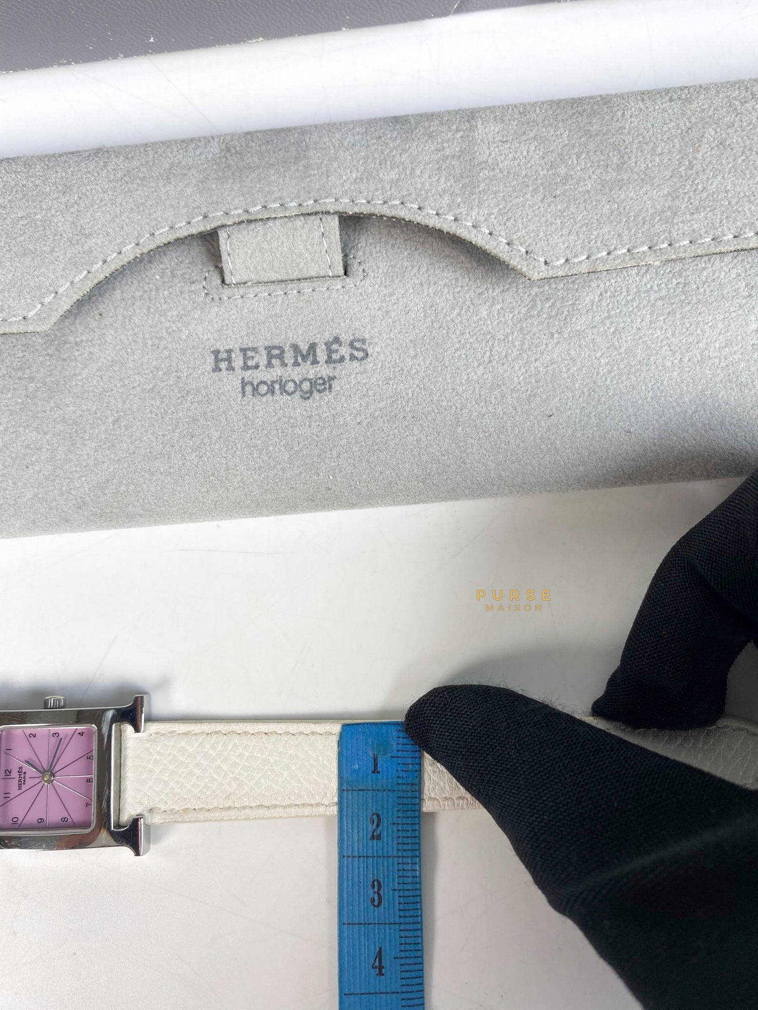 Hermes H Hour Watch White on Palladium Hardware