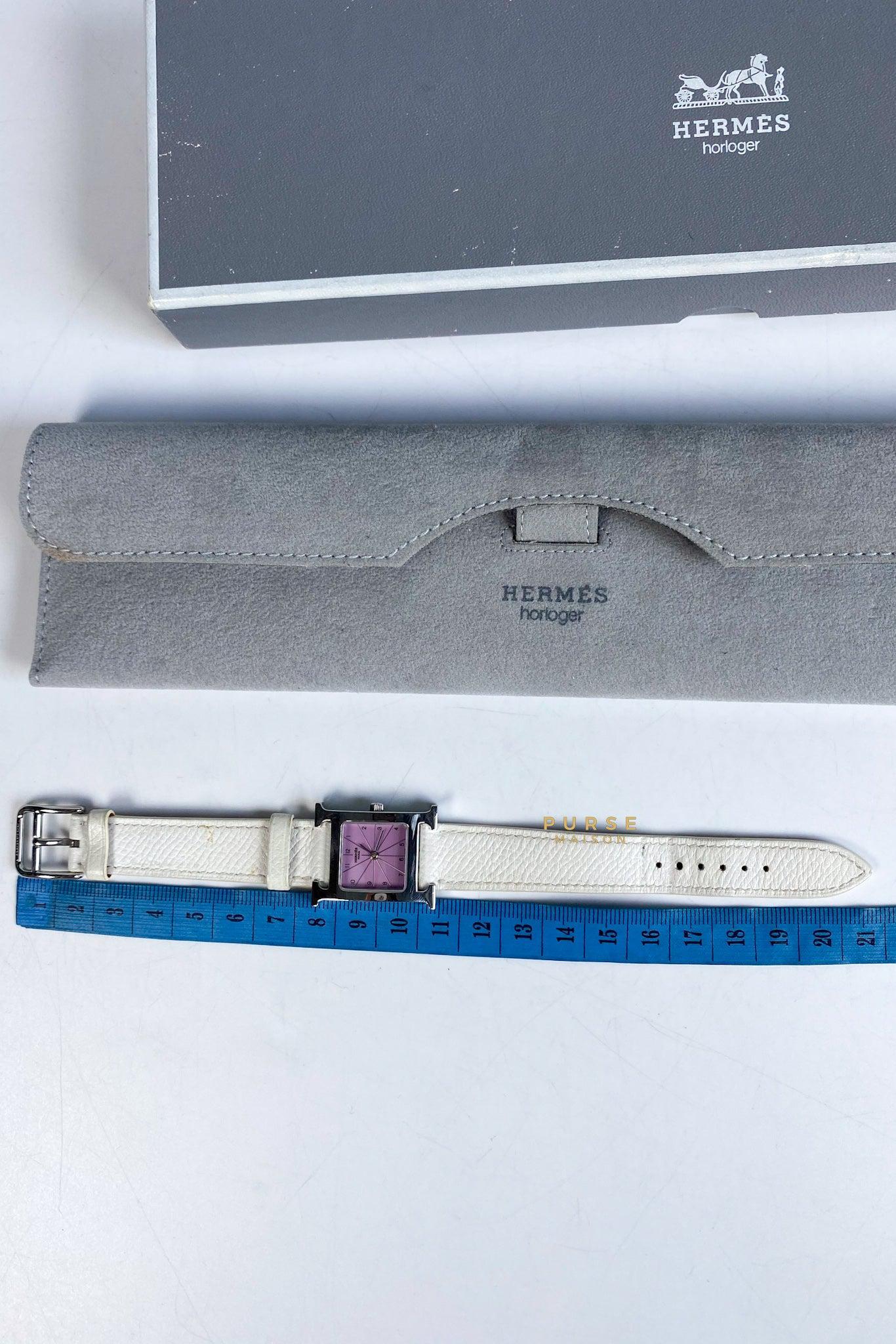 Hermes H Hour Watch White on Palladium Hardware