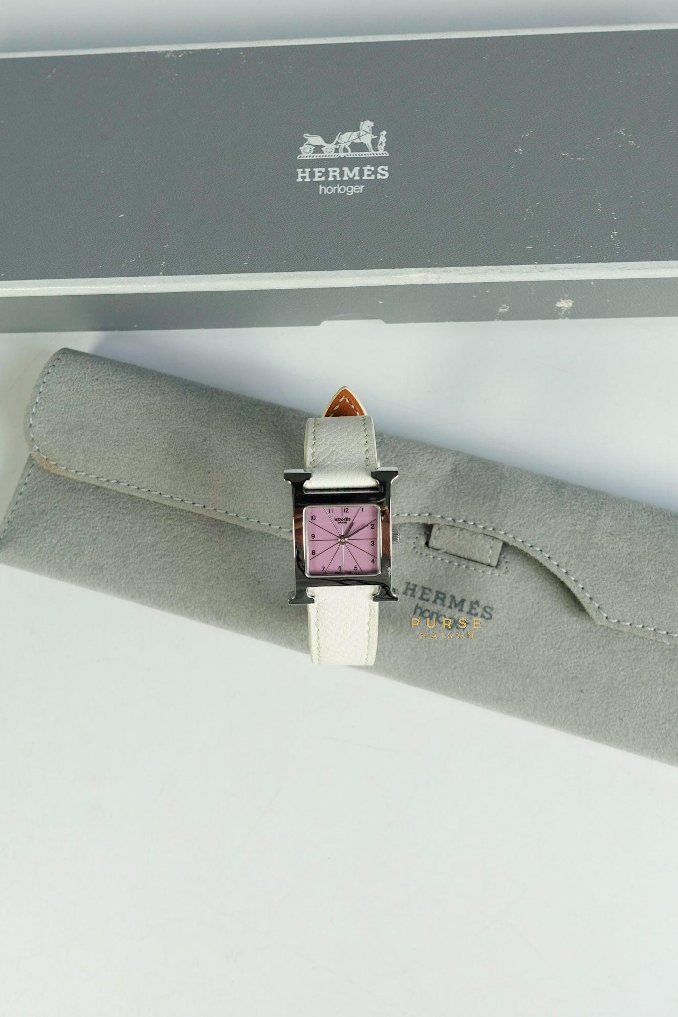 Hermes H Hour Watch White on Palladium Hardware