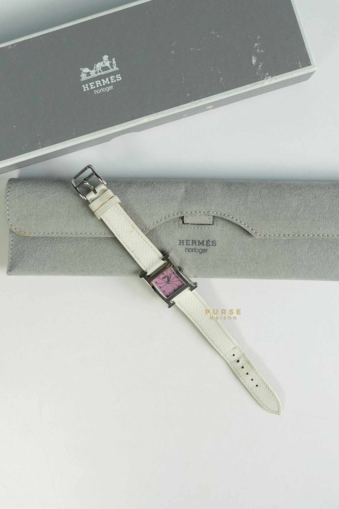 Hermes H Hour Watch White on Palladium Hardware
