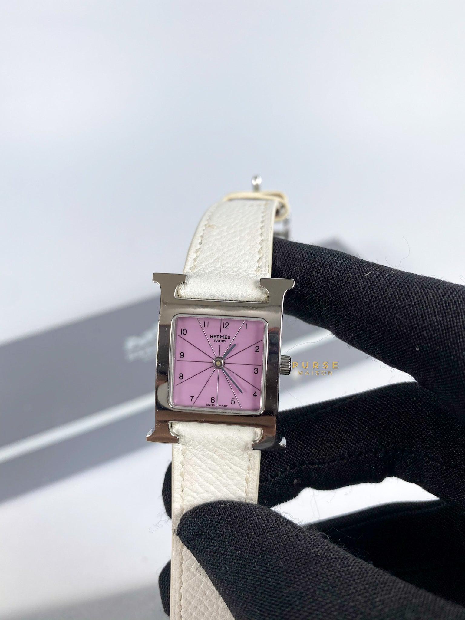 Hermes H Hour Watch White on Palladium Hardware