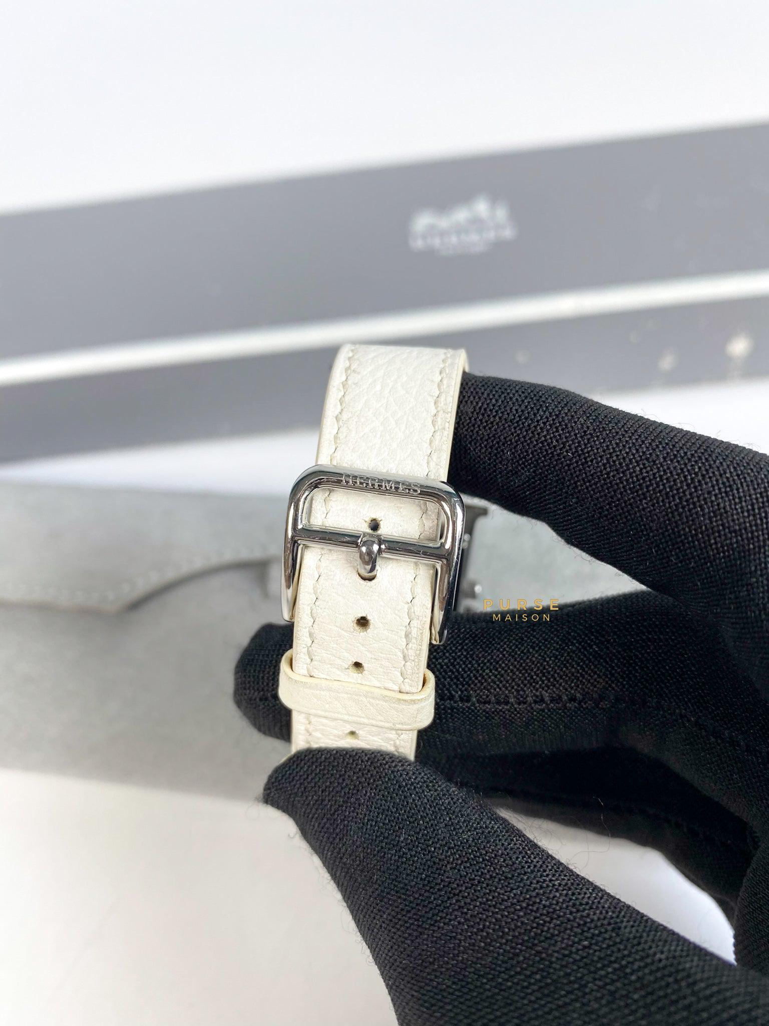 Hermes H Hour Watch White on Palladium Hardware