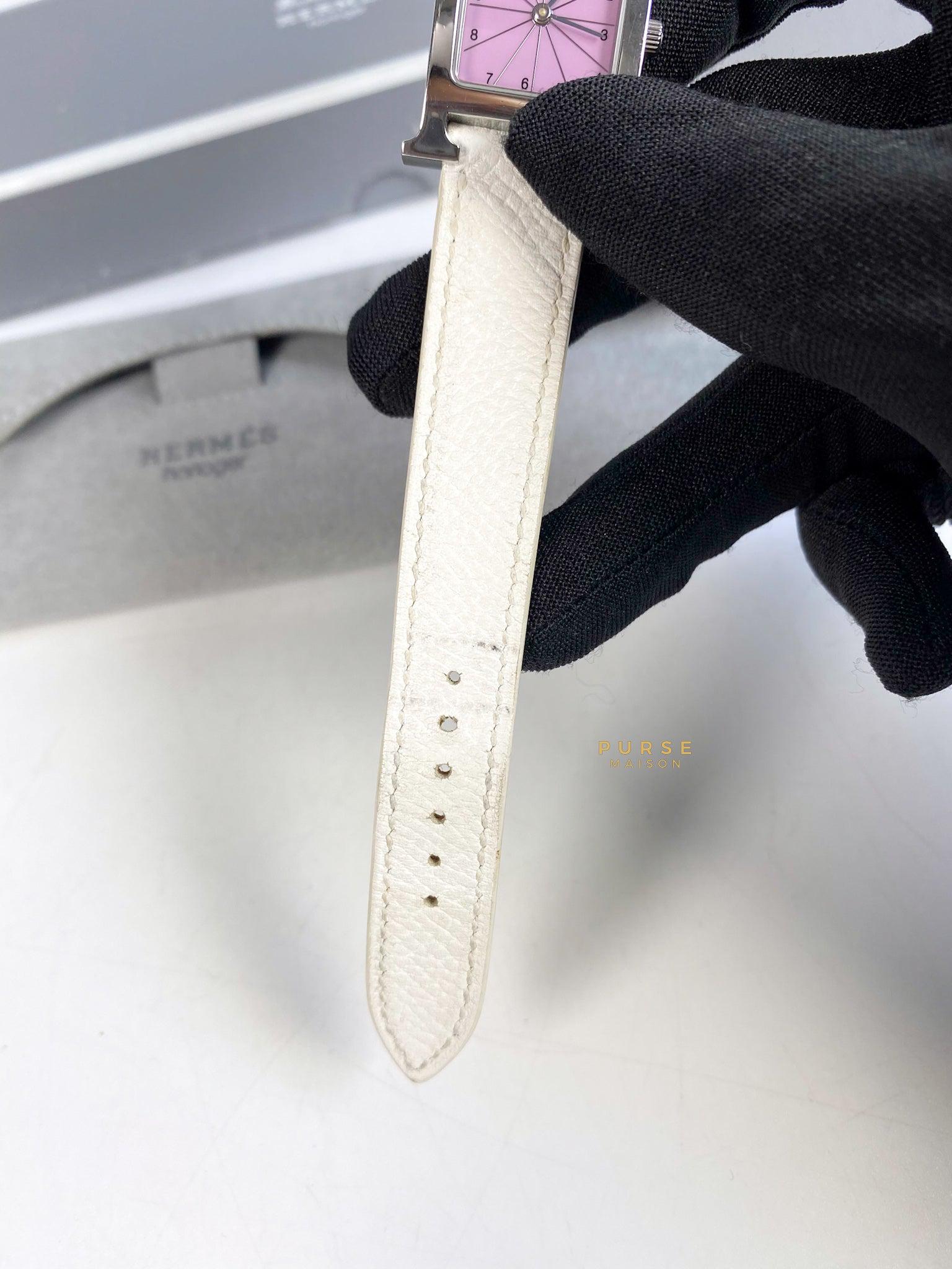 Hermes H Hour Watch White on Palladium Hardware