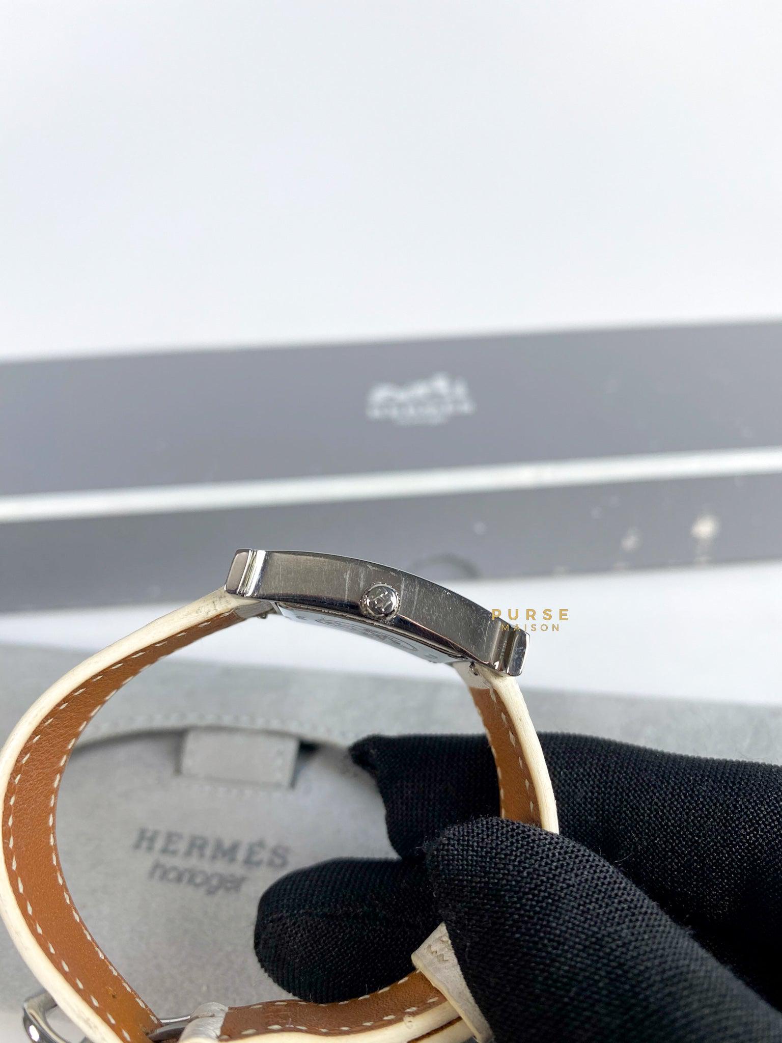 Hermes H Hour Watch White on Palladium Hardware