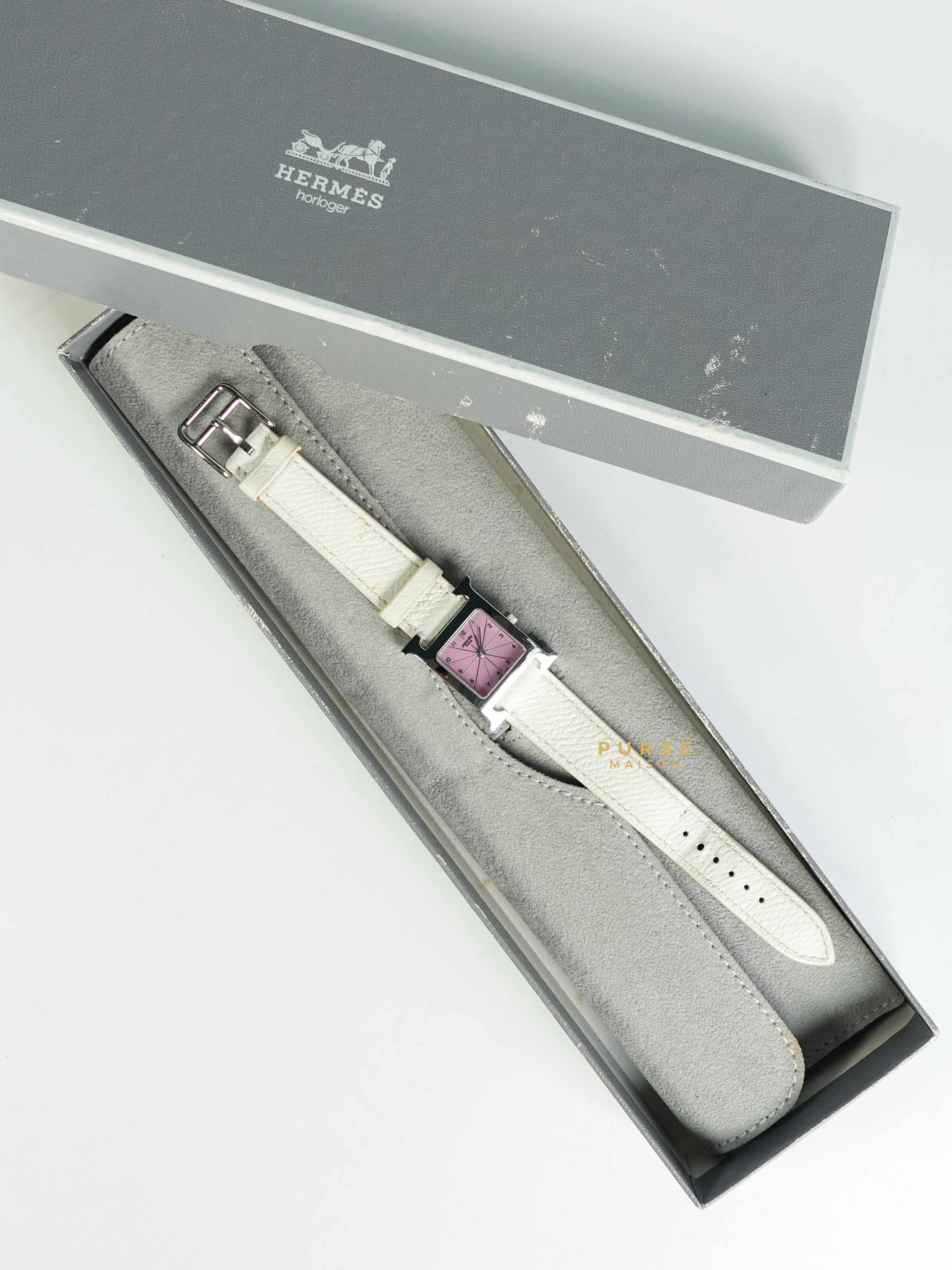Hermes H Hour Watch White on Palladium Hardware
