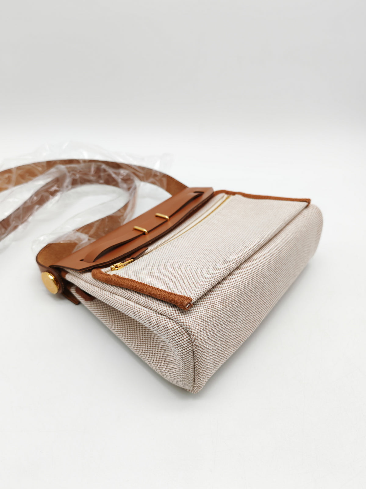 Hermes Herbag 20 Mini in Beige Ecru Canvas and Gold Hardware Stamp K (2025) | Purse Maison Luxury Bags Shop