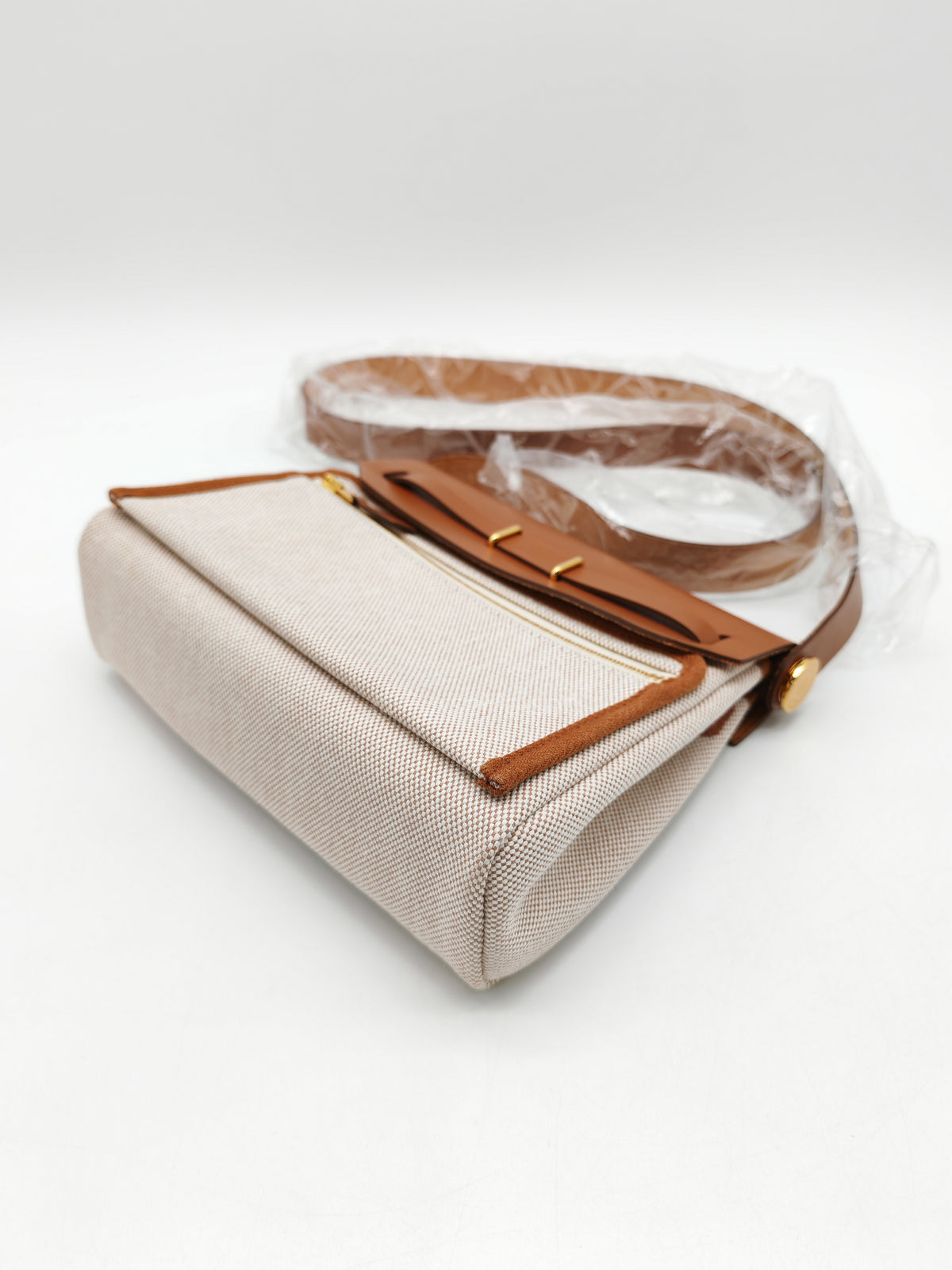 Hermes Herbag 20 Mini in Beige Ecru Canvas and Gold Hardware Stamp K (2025) | Purse Maison Luxury Bags Shop