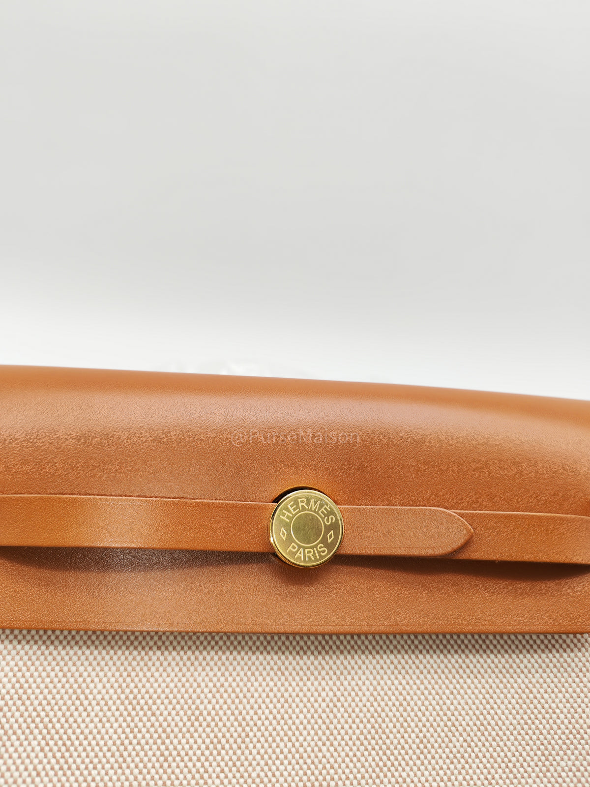 Hermes Herbag 20 Mini in Beige Ecru Canvas and Gold Hardware Stamp K (2025) | Purse Maison Luxury Bags Shop