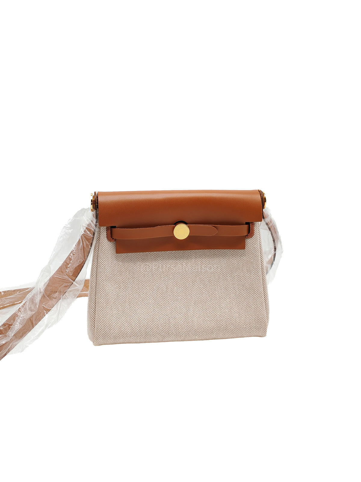 Hermes Herbag 20 Mini in Beige Ecru Canvas and Gold Hardware Stamp K (2025) | Purse Maison Luxury Bags Shop