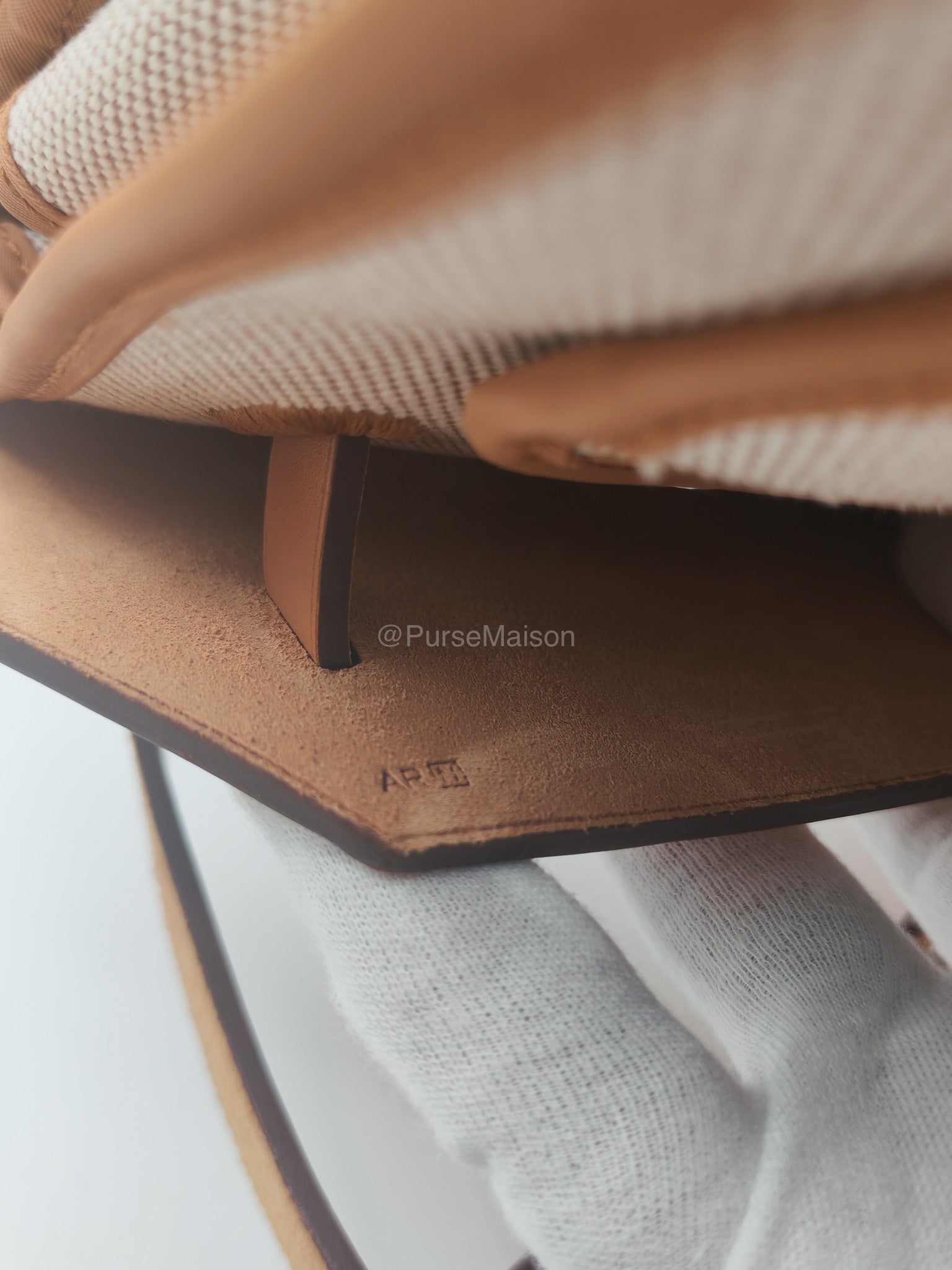 Hermes Herbag Messenger 39 in Beige Canvas Palladium Hardware Stamp Square N(2010) | Purse Maison Luxury Bags Shop