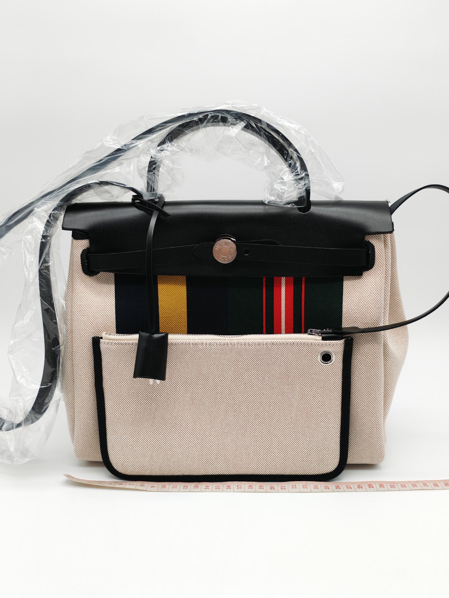 Herbag Zip 31 in Ecru/Beige/Vert Fonce/Noir Canvas Palladium Hardware Stamp W(2024) | Purse Maison Luxury Bags Shop