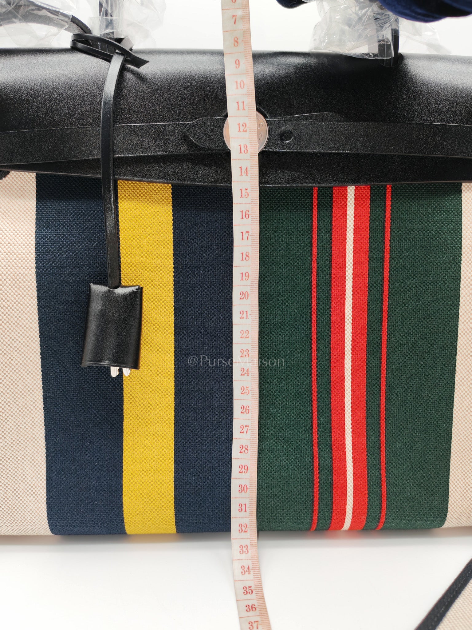 Herbag Zip 31 in Ecru/Beige/Vert Fonce/Noir Canvas Palladium Hardware Stamp W(2024) | Purse Maison Luxury Bags Shop