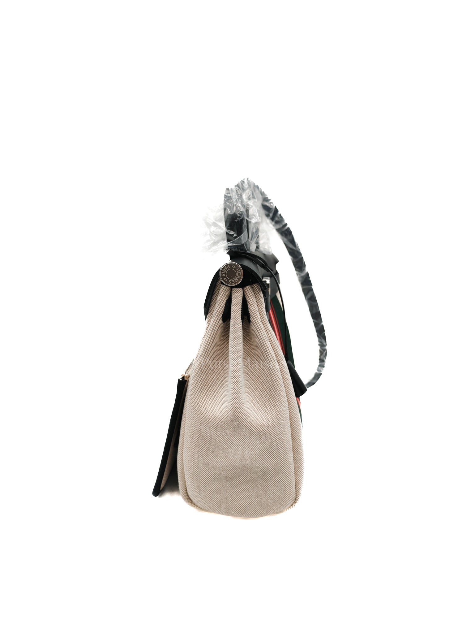 Herbag Zip 31 in Ecru/Beige/Vert Fonce/Noir Canvas Palladium Hardware Stamp W(2024) | Purse Maison Luxury Bags Shop
