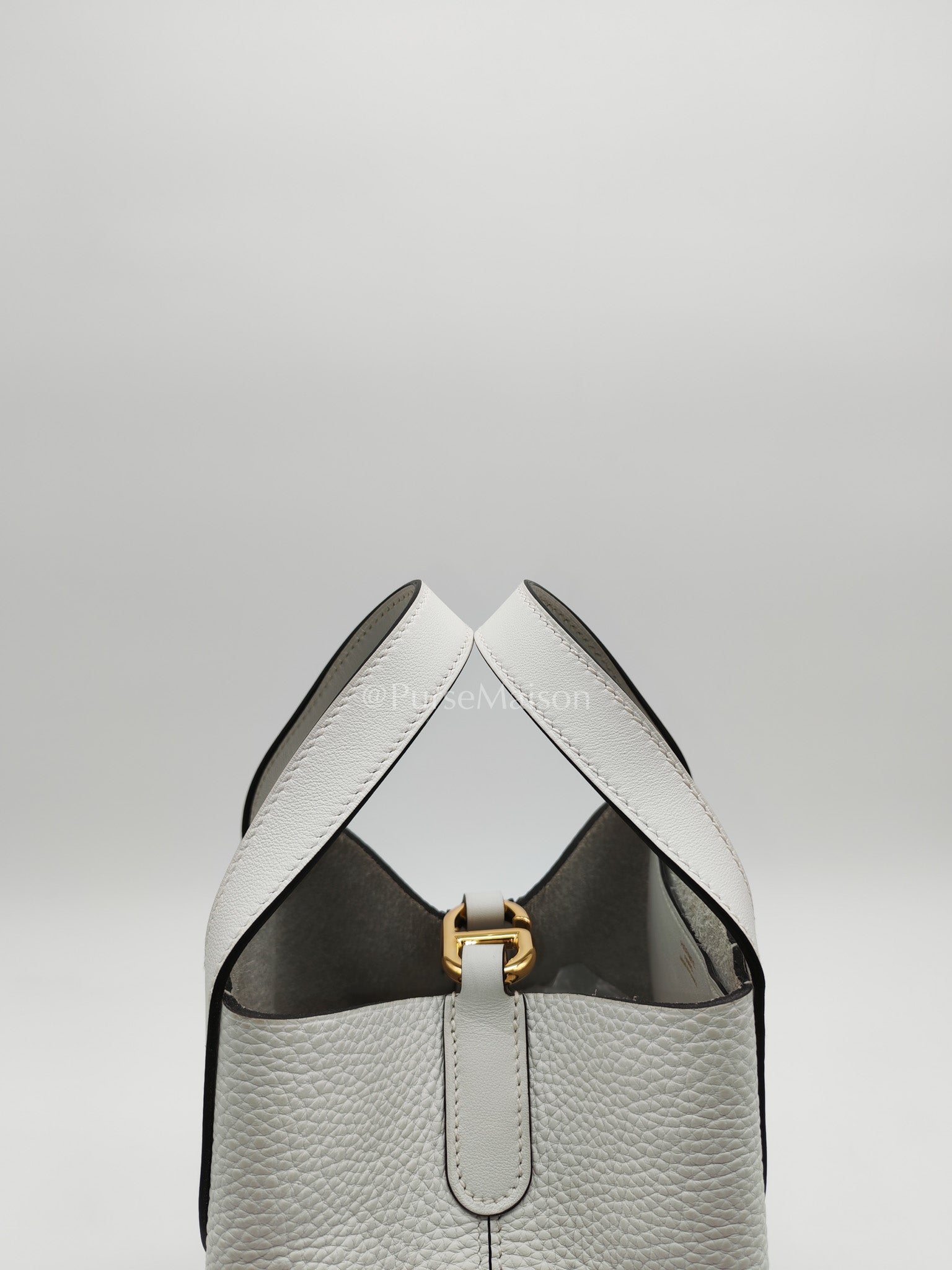Hermes In The Loop Lock 18 in White Clemence Leather Gold Hardware Stamp B (2023) | Purse Maison Luxury Bags Shop