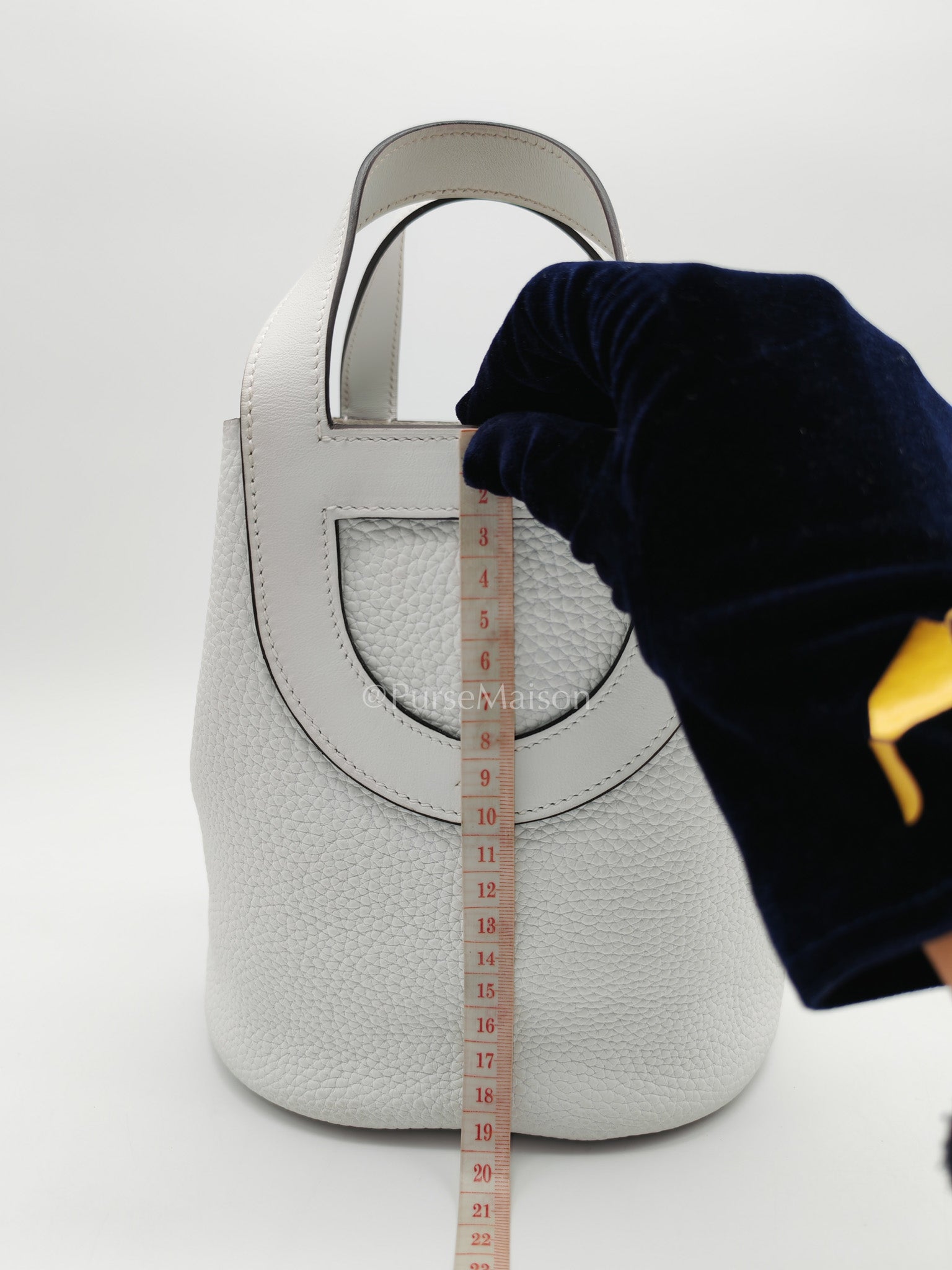 Hermes In The Loop Lock 18 in White Clemence Leather Gold Hardware Stamp B (2023) | Purse Maison Luxury Bags Shop
