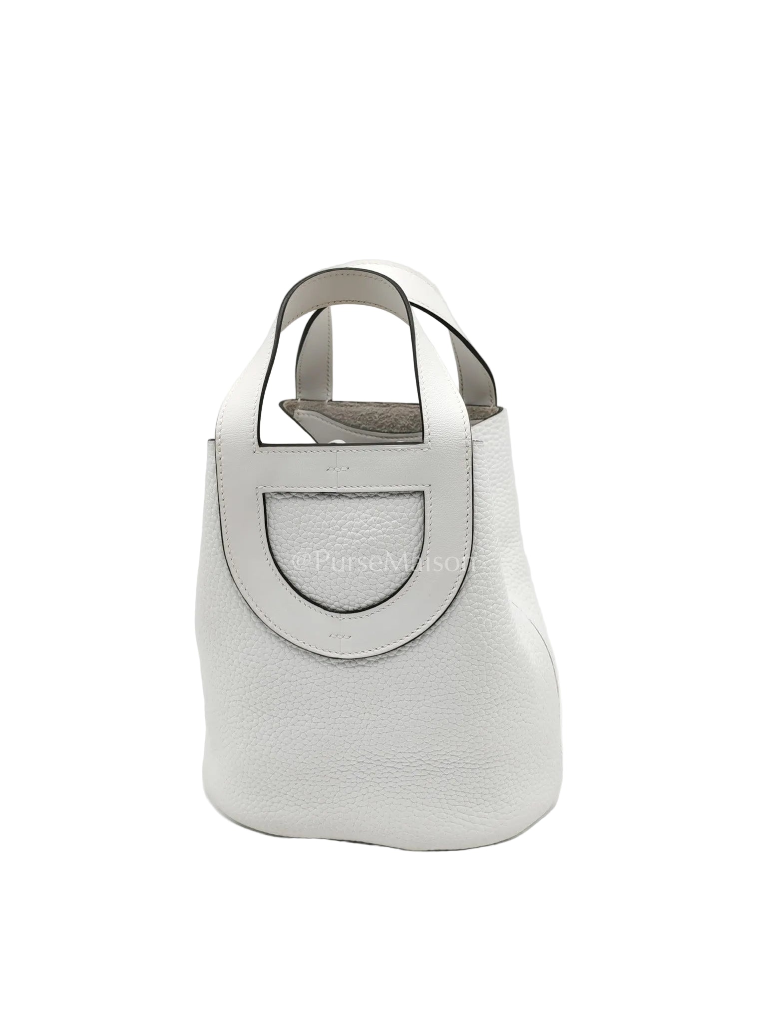 Hermes In The Loop Lock 18 in White Clemence Leather Gold Hardware Stamp B (2023) | Purse Maison Luxury Bags Shop