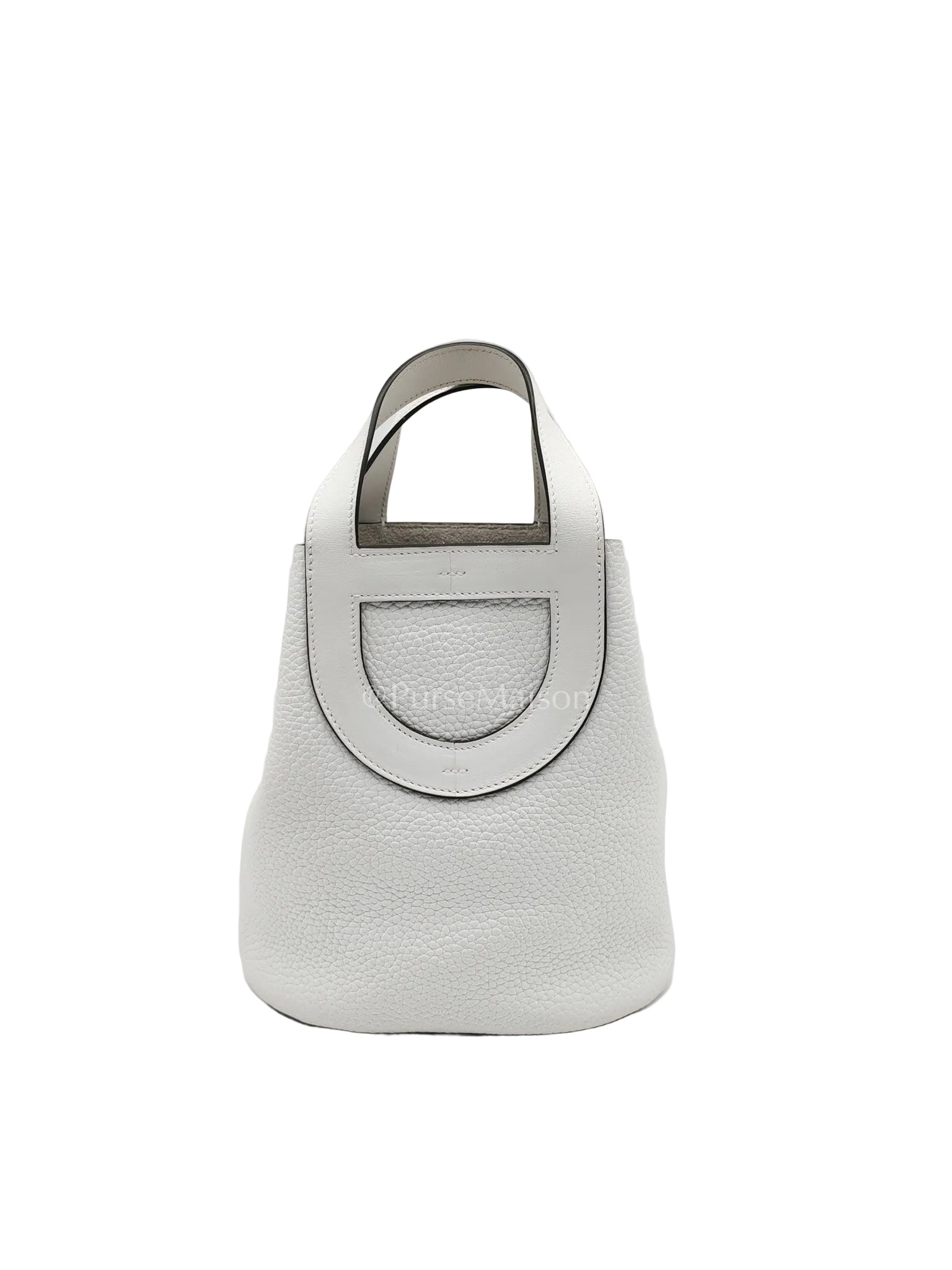 Hermes In The Loop Lock 18 in White Clemence Leather Gold Hardware Stamp B (2023) | Purse Maison Luxury Bags Shop
