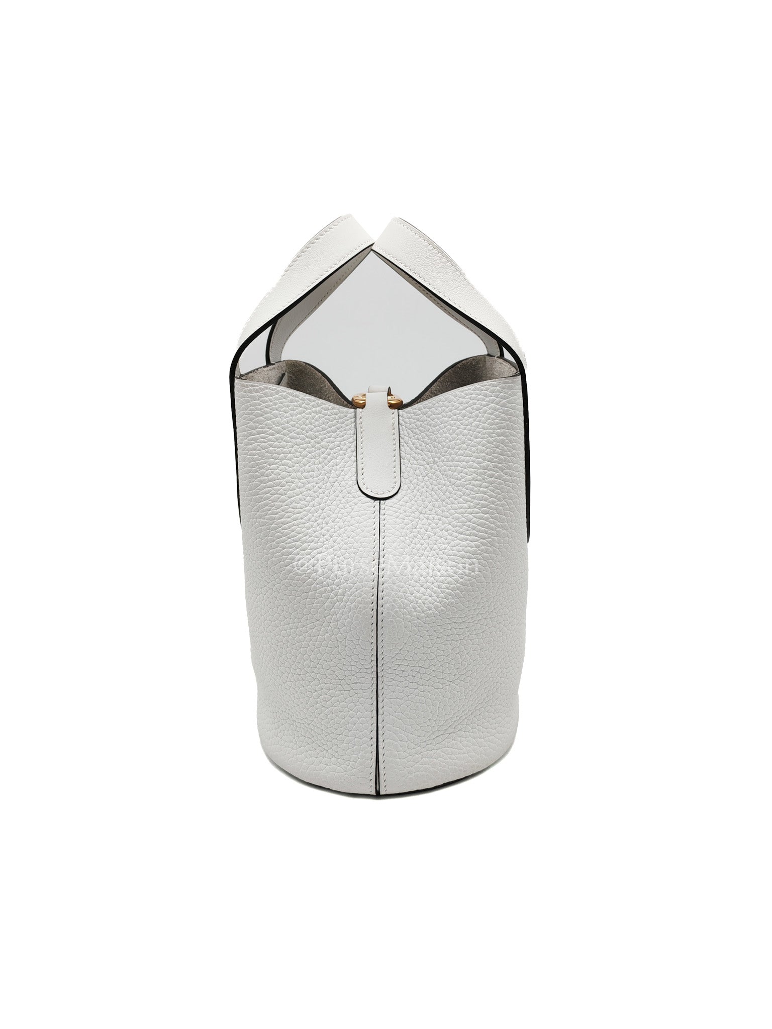 Hermes In The Loop Lock 18 in White Clemence Leather Gold Hardware Stamp B (2023) | Purse Maison Luxury Bags Shop