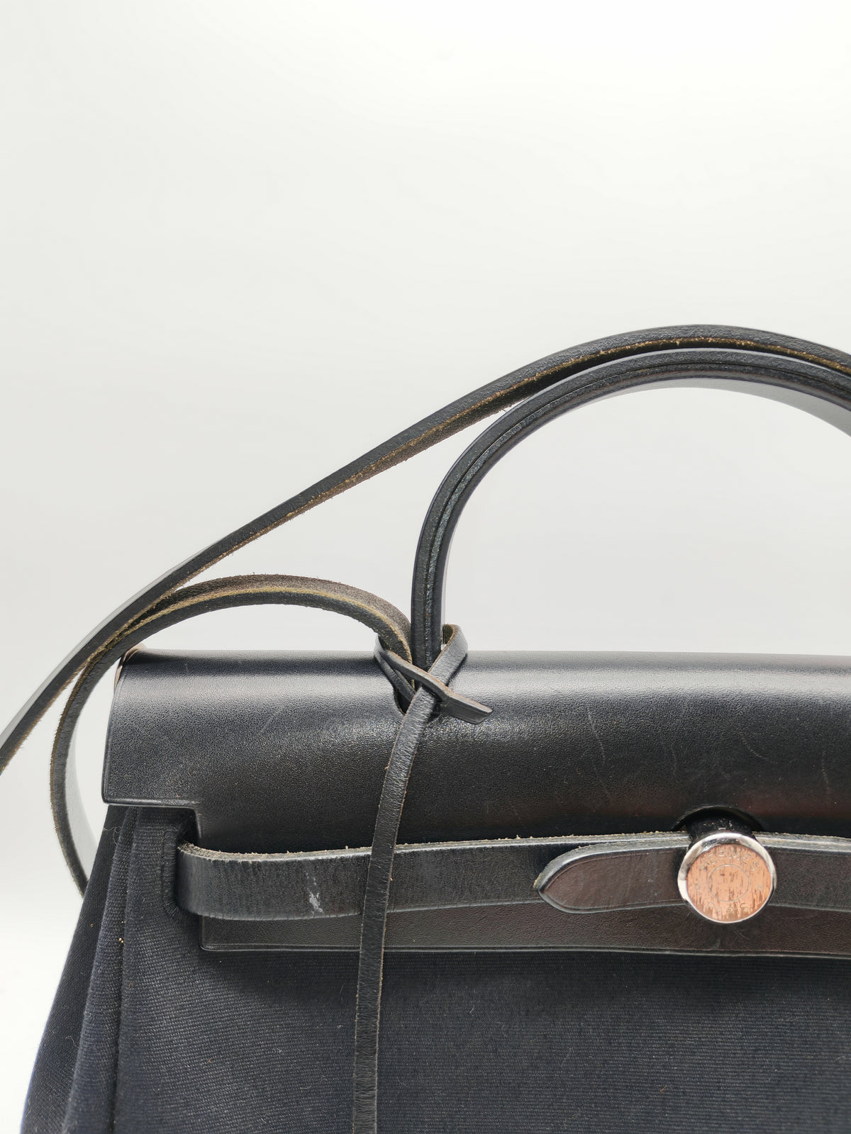 Hermes Interchangeable Herbag Zip 31 in Black & White Woven Canvas Palladium Hardware Stamp Square G(2003) | Purse Maison Luxury Bags Shop
