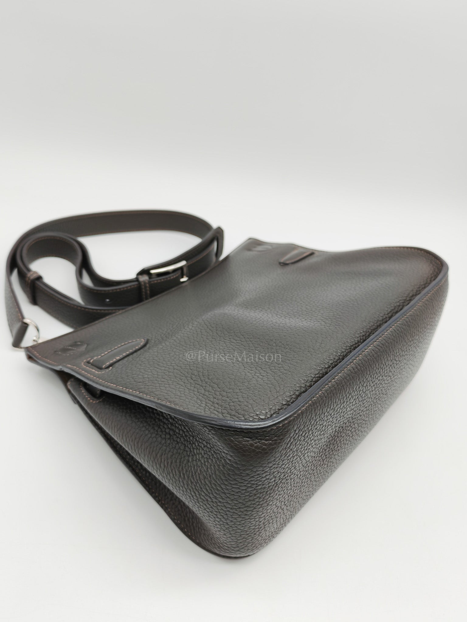 Jypsiere 28 in Gris Etain Clemence Leather & Palladium Hardware Stamp B (2023) | Purse Maison Luxury Bags Shop