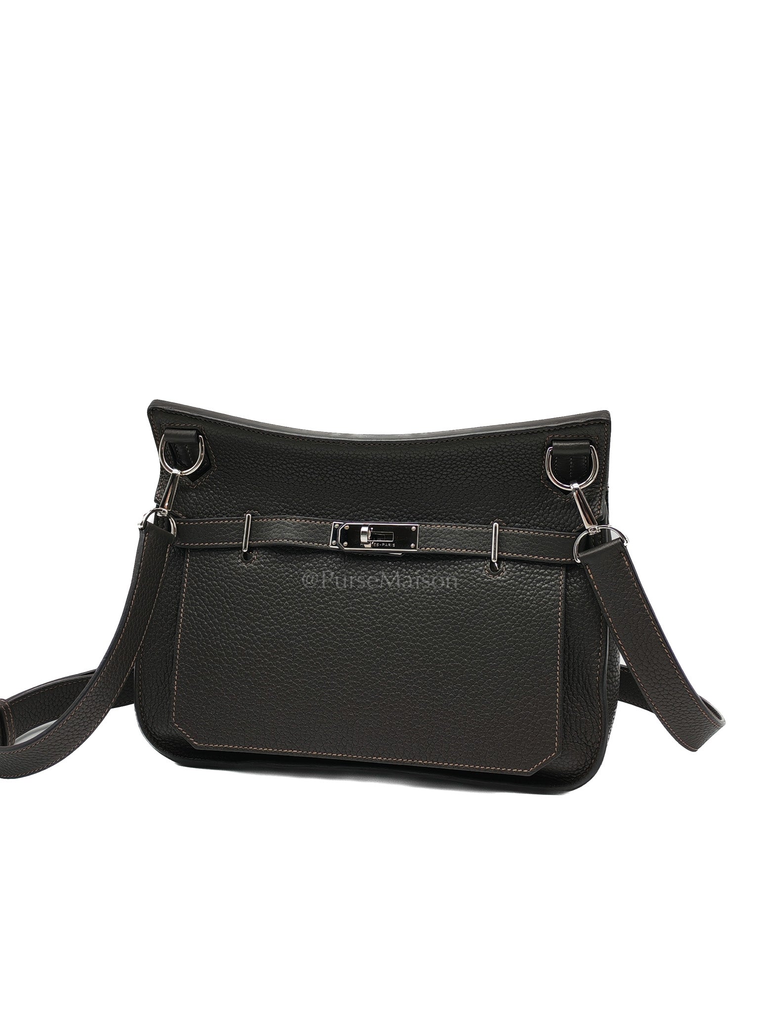 Jypsiere 28 in Gris Etain Clemence Leather & Palladium Hardware Stamp B (2023) | Purse Maison Luxury Bags Shop