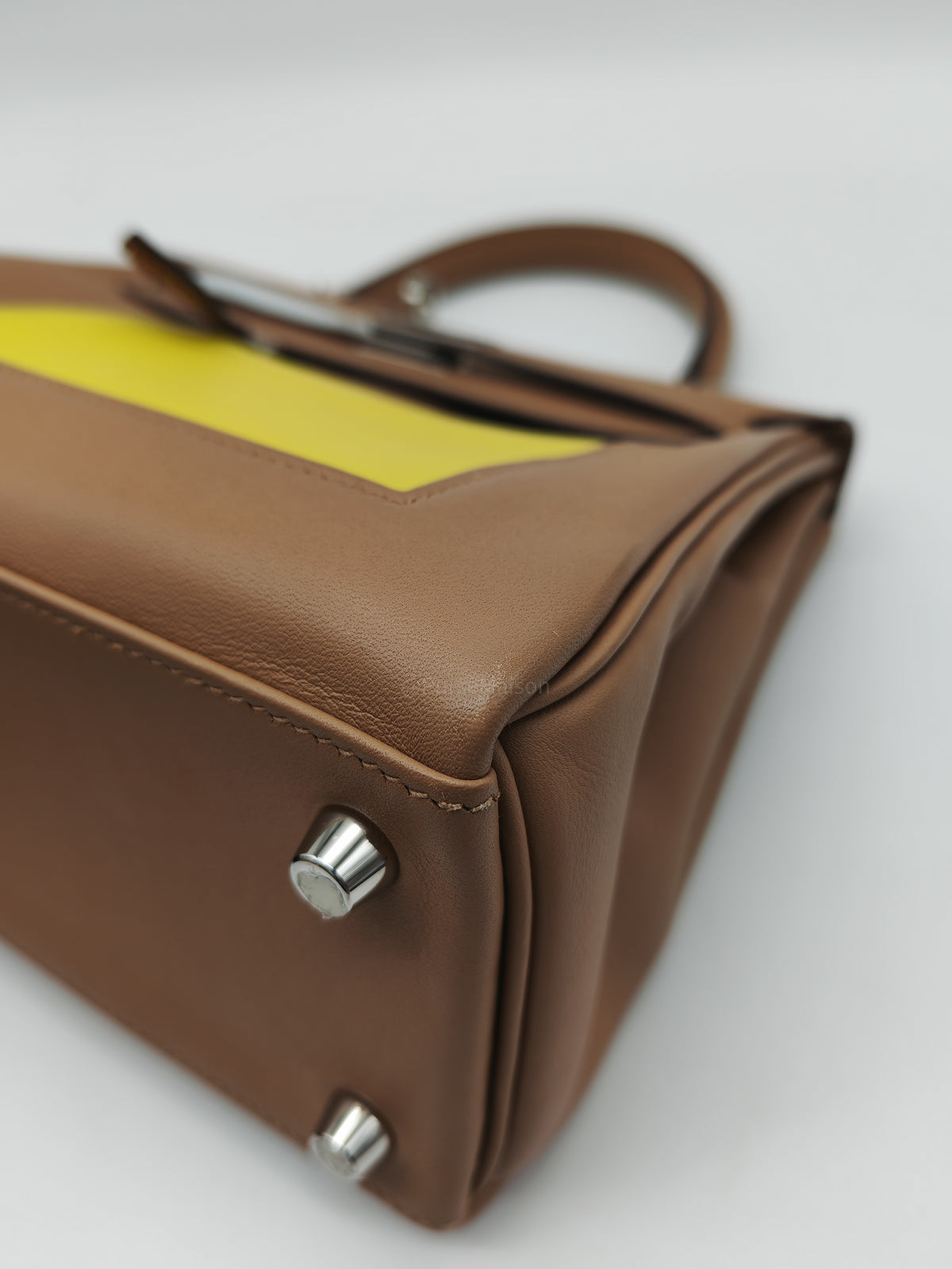 Hermes Kelly 25 Retourne in Colormatic Veau Swift Leather Chai/Lime/Brume/Cassis/Nata Palladium HardwareStamp B(2023) | Purse Maison Luxury Bags Shop