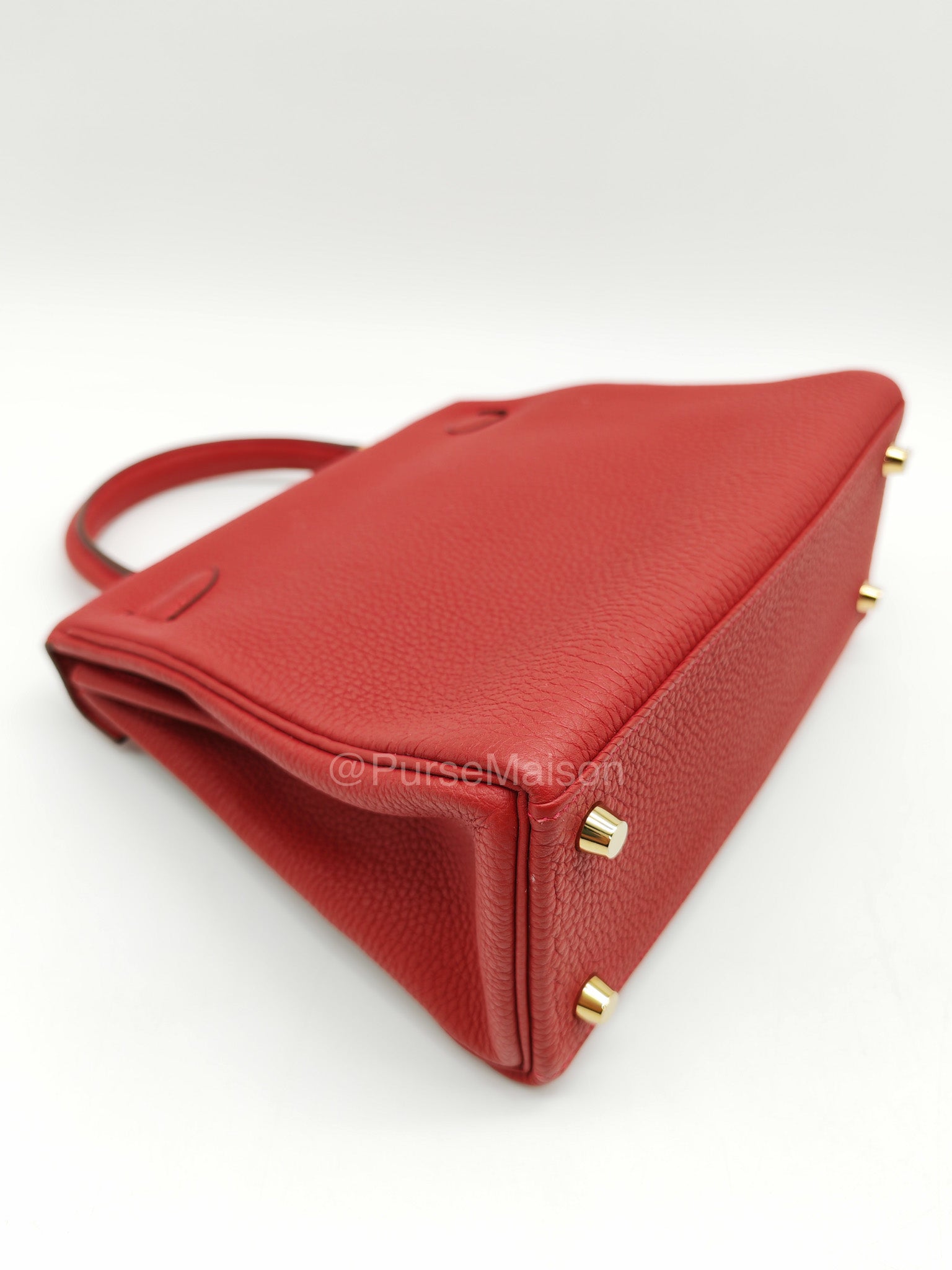 Hermes Kelly 25 Retourne in Rouge Vif Togo Leather and Gold Hardware Stamp Y (2020) | Purse Maison Luxury Bags Shop