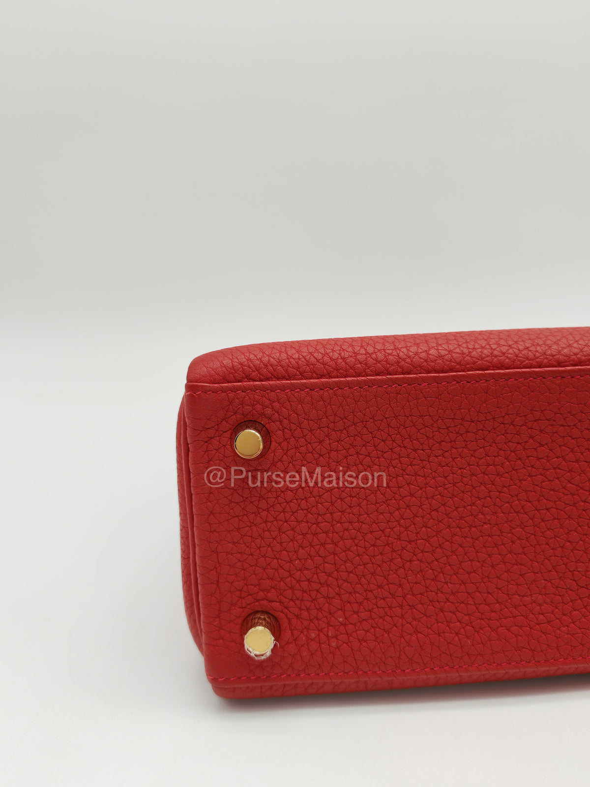 Hermes Kelly 25 Retourne in Rouge Vif Togo Leather and Gold Hardware Stamp Y (2020) | Purse Maison Luxury Bags Shop