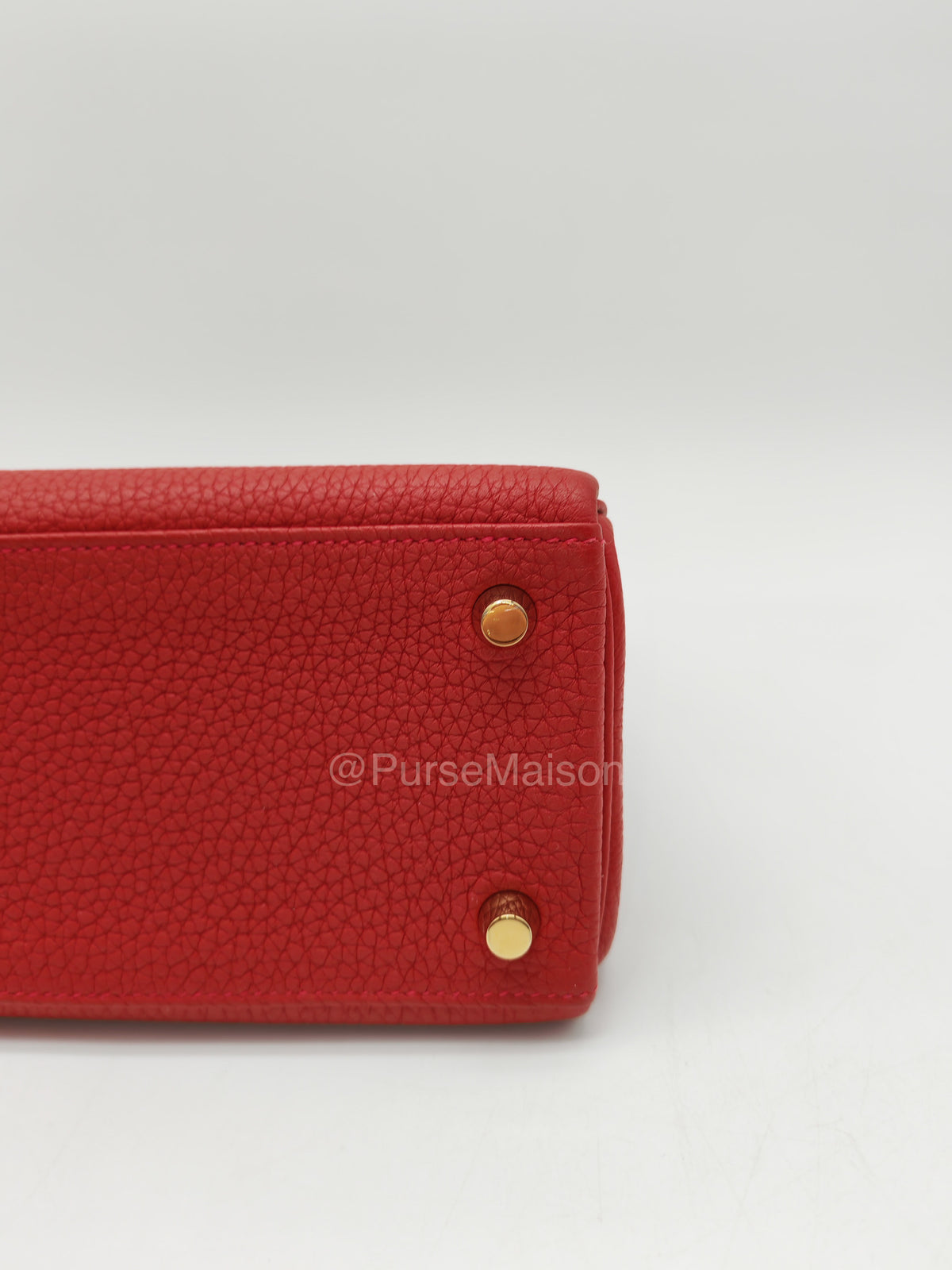 Hermes Kelly 25 Retourne in Rouge Vif Togo Leather and Gold Hardware Stamp Y (2020) | Purse Maison Luxury Bags Shop