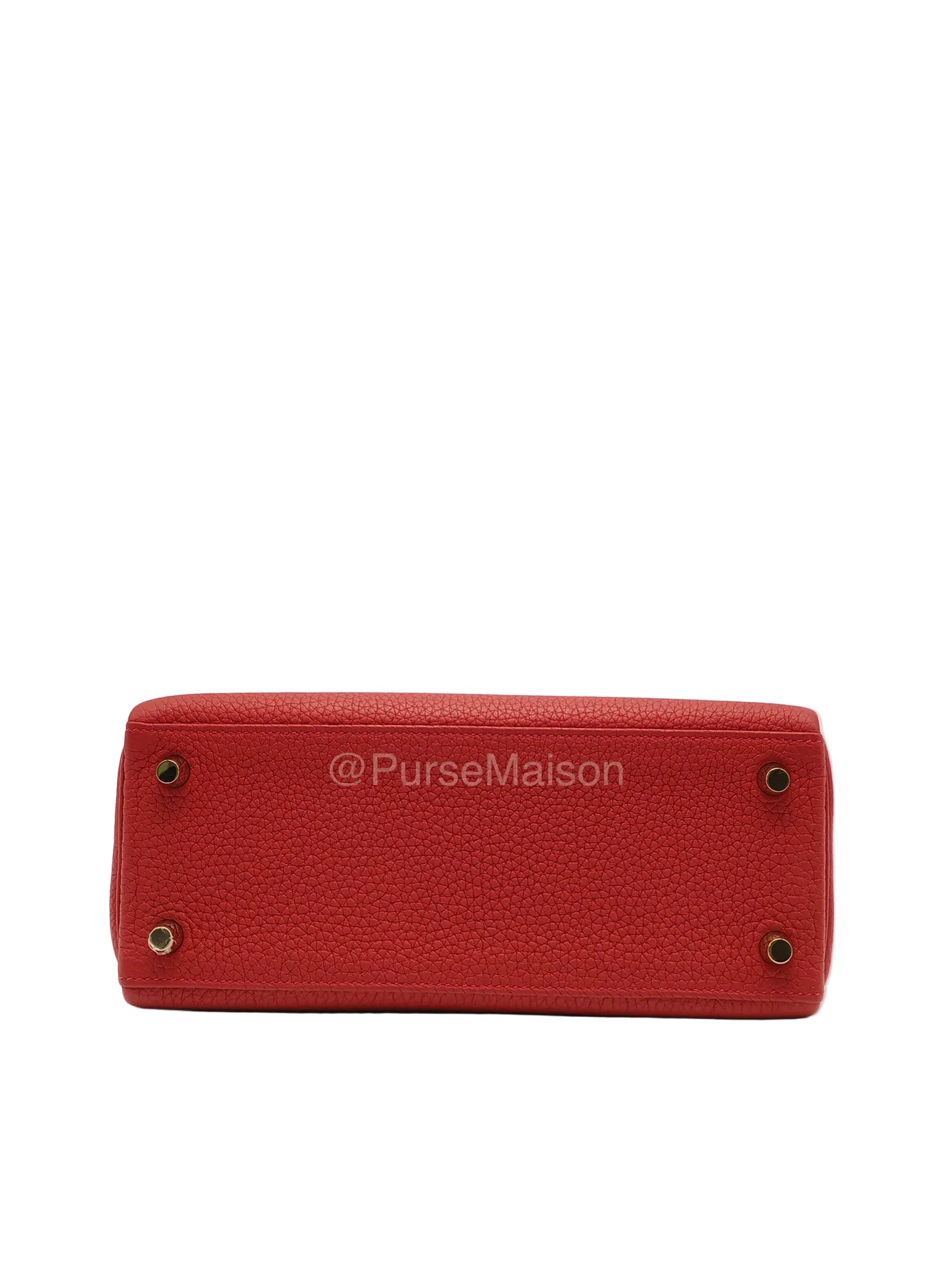 Hermes Kelly 25 Retourne in Rouge Vif Togo Leather and Gold Hardware Stamp Y (2020) | Purse Maison Luxury Bags Shop