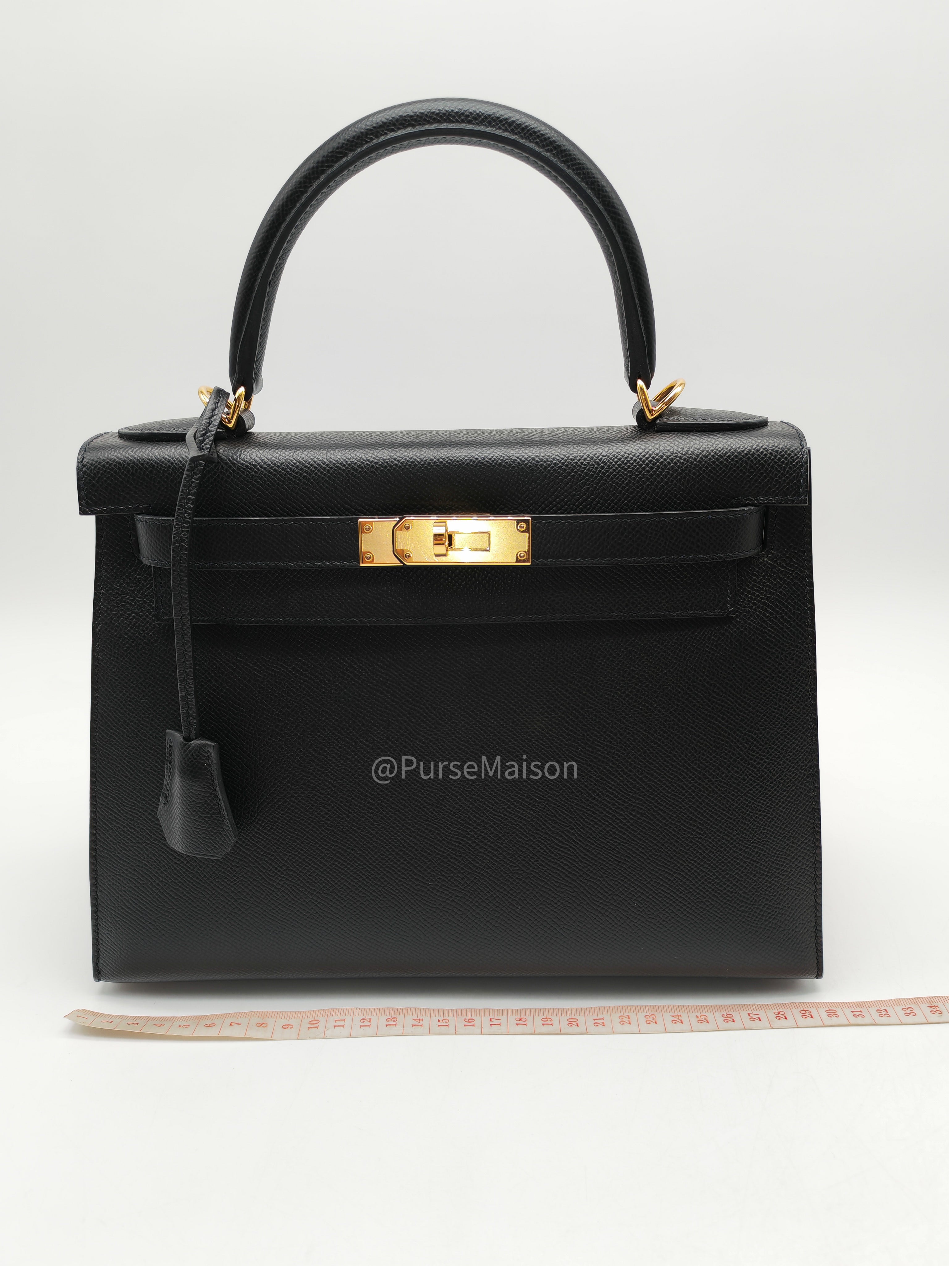 Hermes Kelly 28 Sellier in Black Epsom leather Gold Hardware Stamp Y(2020) | Purse Maison Luxury Bags Shop