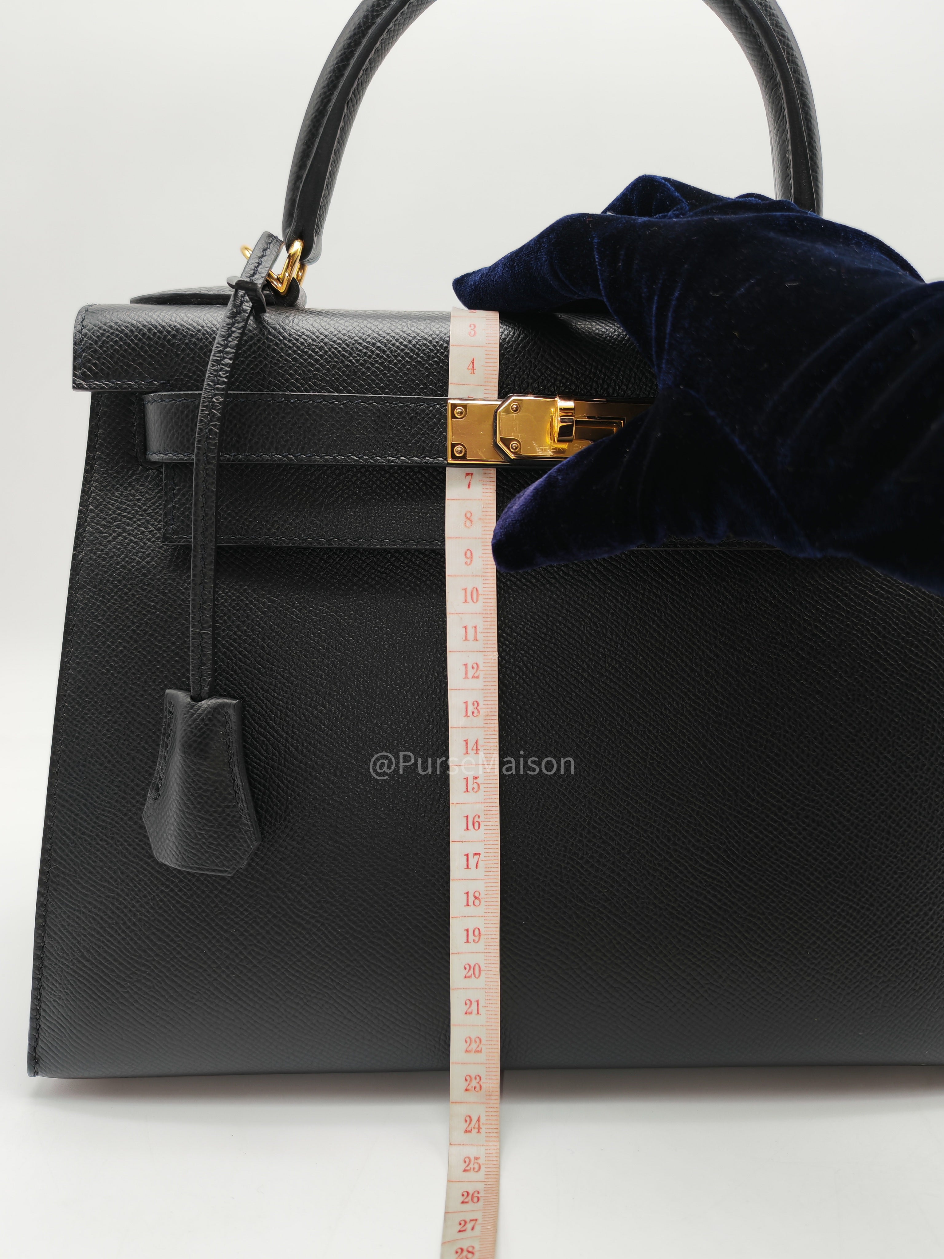 Hermes Kelly 28 Sellier in Black Epsom leather Gold Hardware Stamp Y(2020) | Purse Maison Luxury Bags Shop