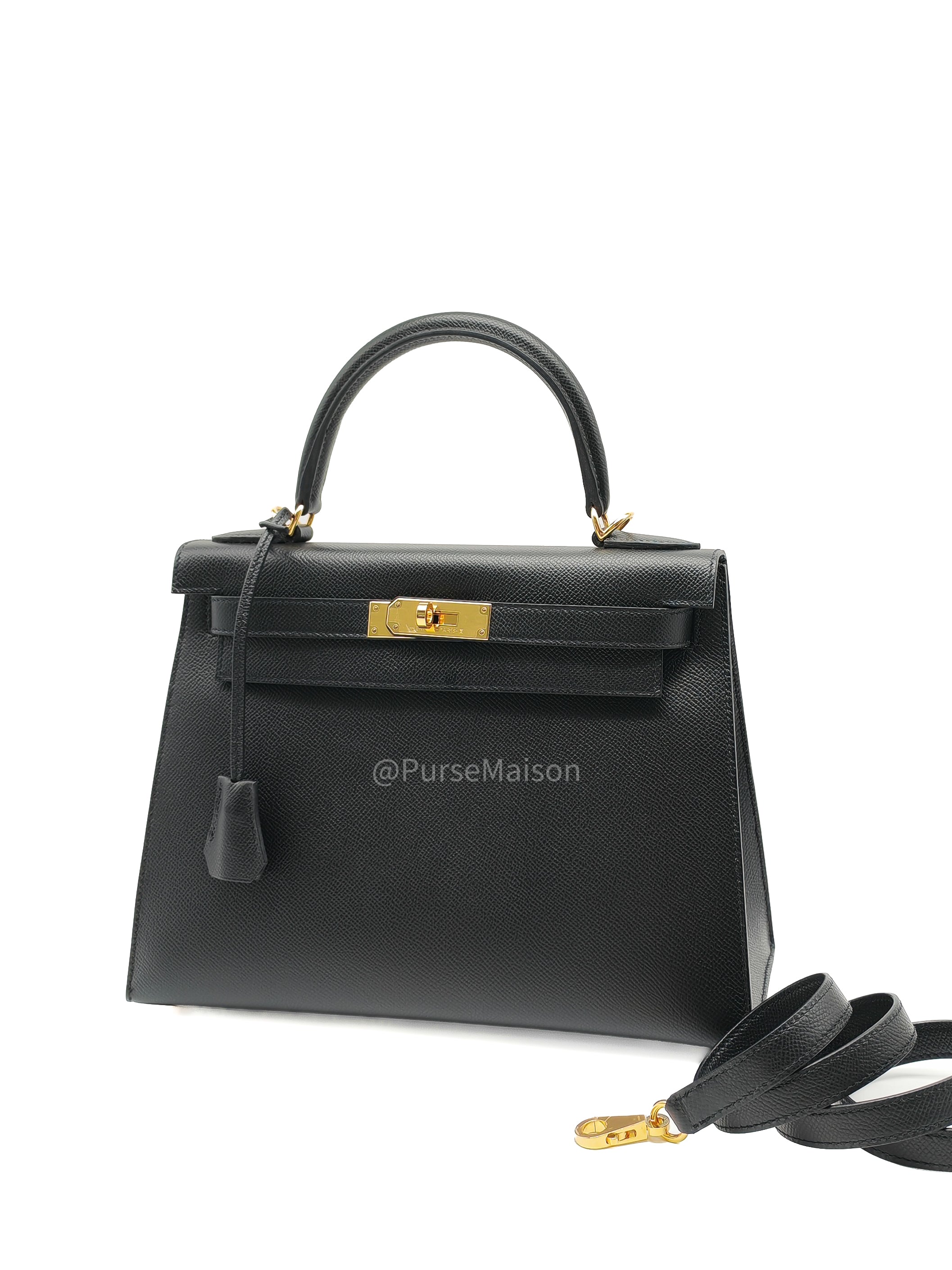 Hermes Kelly 28 Sellier in Black Epsom leather Gold Hardware Stamp Y(2020) | Purse Maison Luxury Bags Shop