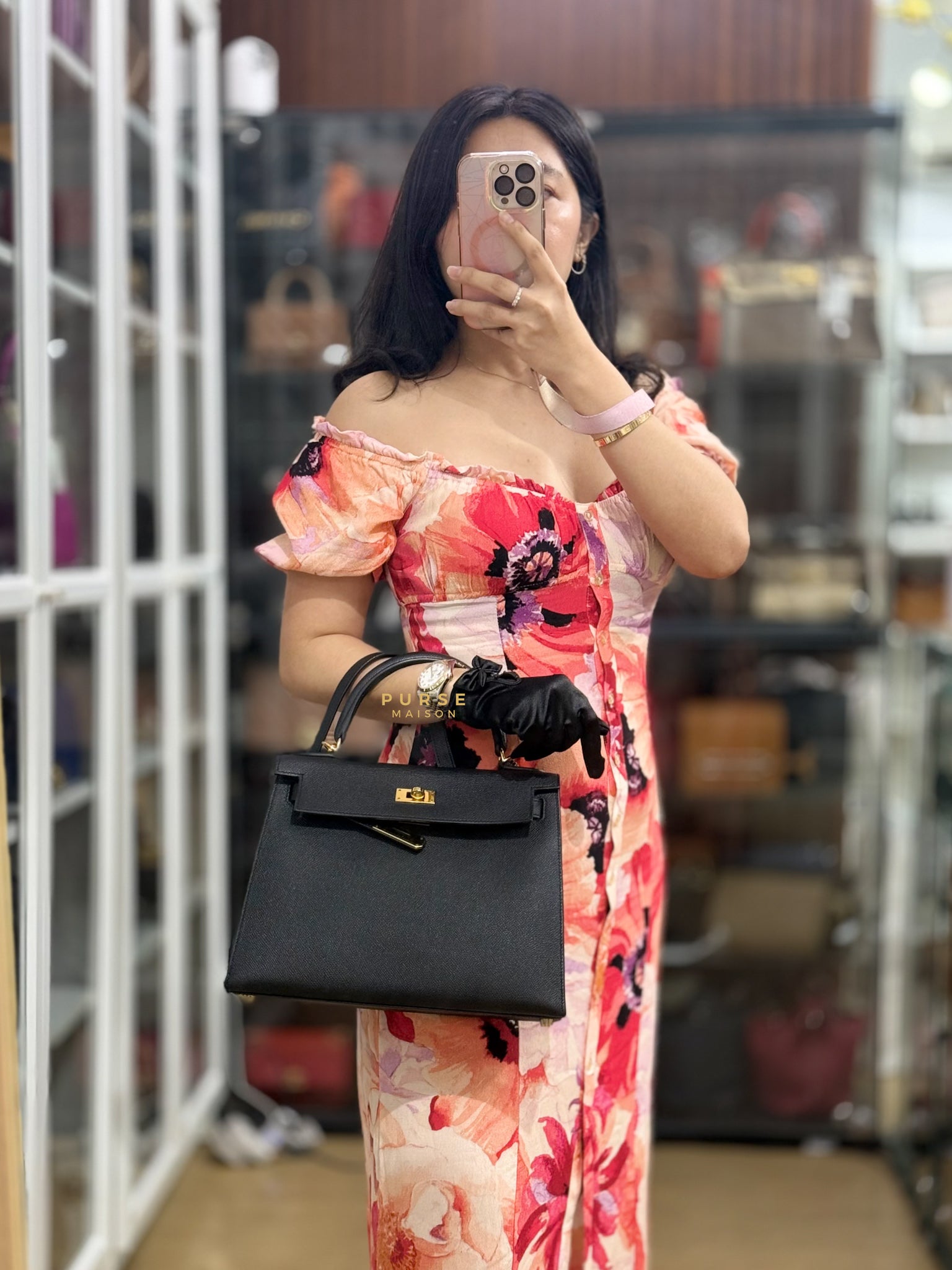 Hermes Kelly 28 Sellier in Black Epsom leather Gold Hardware Stamp Y(2020) | Purse Maison Luxury Bags Shop