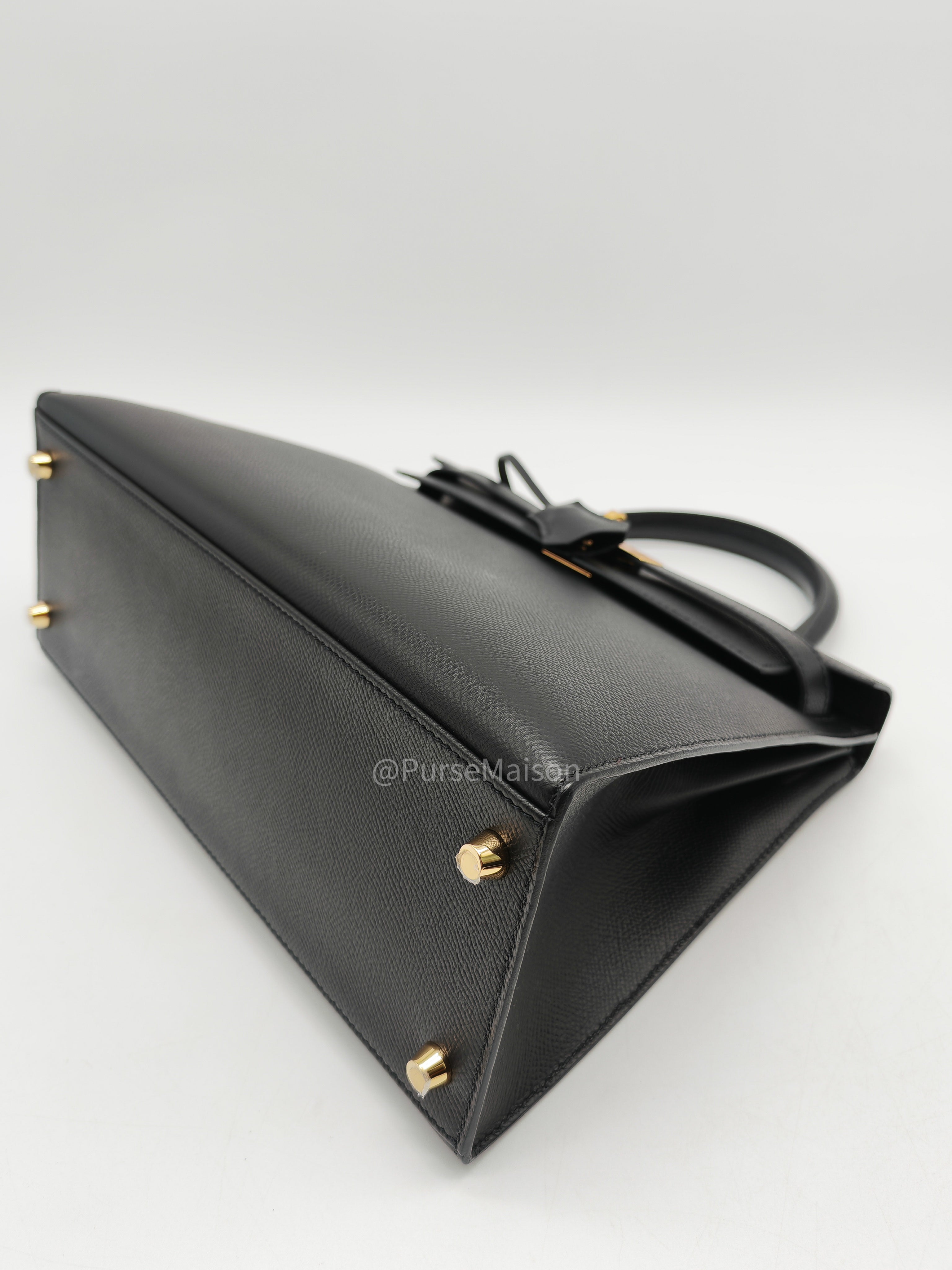 Hermes Kelly 28 Sellier in Black Epsom leather Gold Hardware Stamp Y(2020) | Purse Maison Luxury Bags Shop