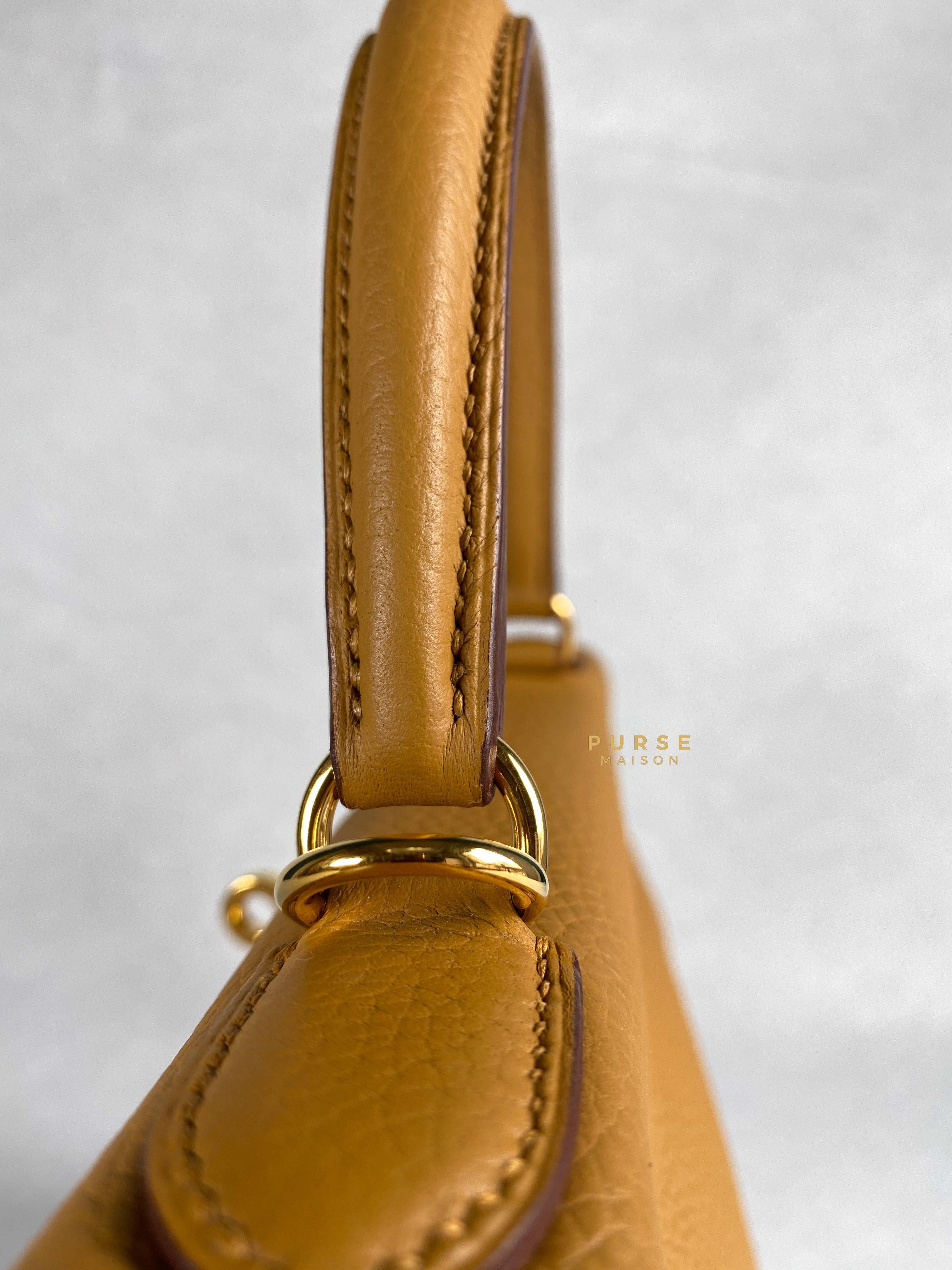 Hermes Kelly 28 Sesame in Clemence Leather and Gold Hardware Stamp Y (2020) | Purse Maison Luxury Bags Shop