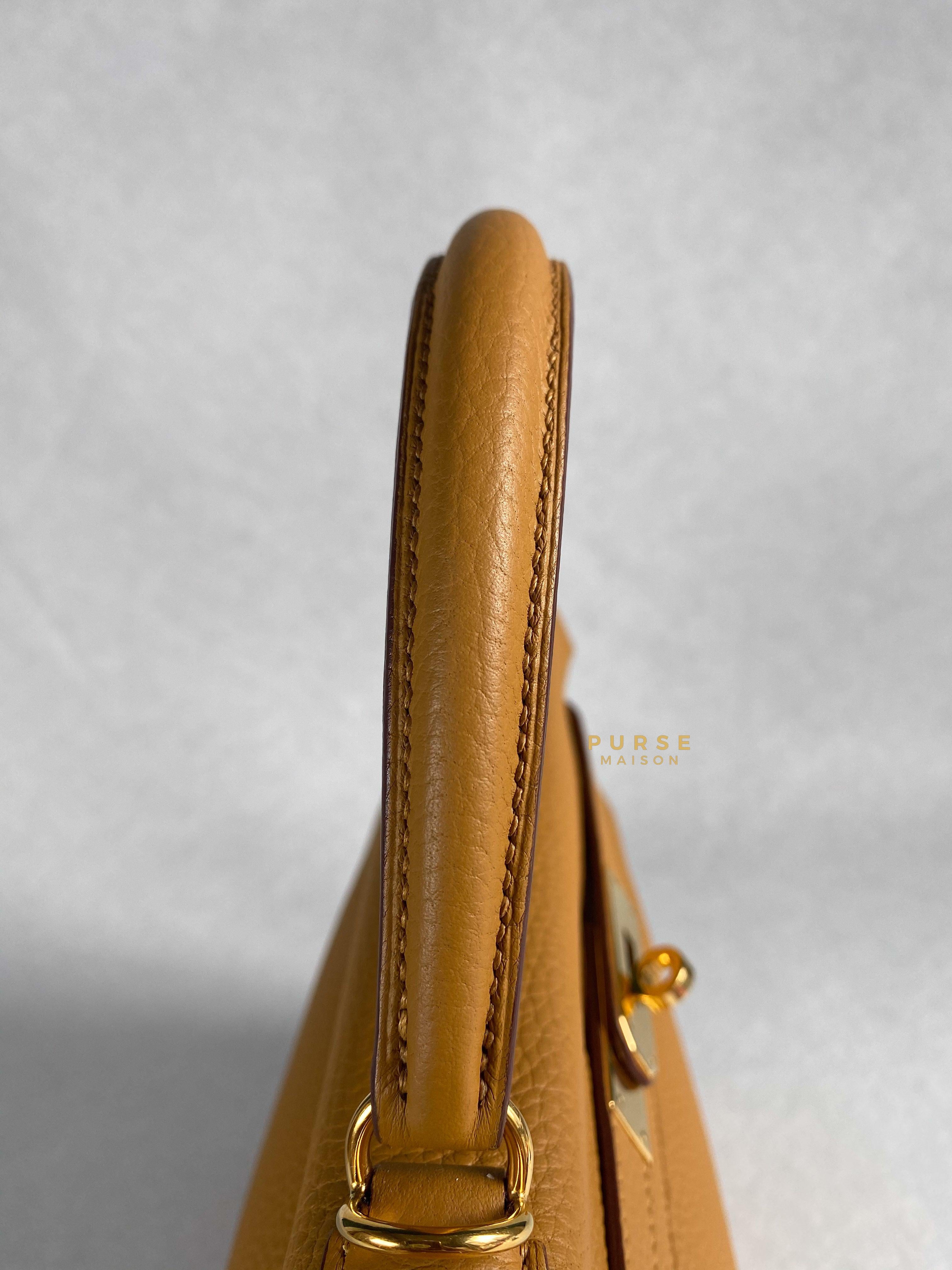 Hermes Kelly 28 Sesame in Clemence Leather and Gold Hardware Stamp Y (2020) | Purse Maison Luxury Bags Shop