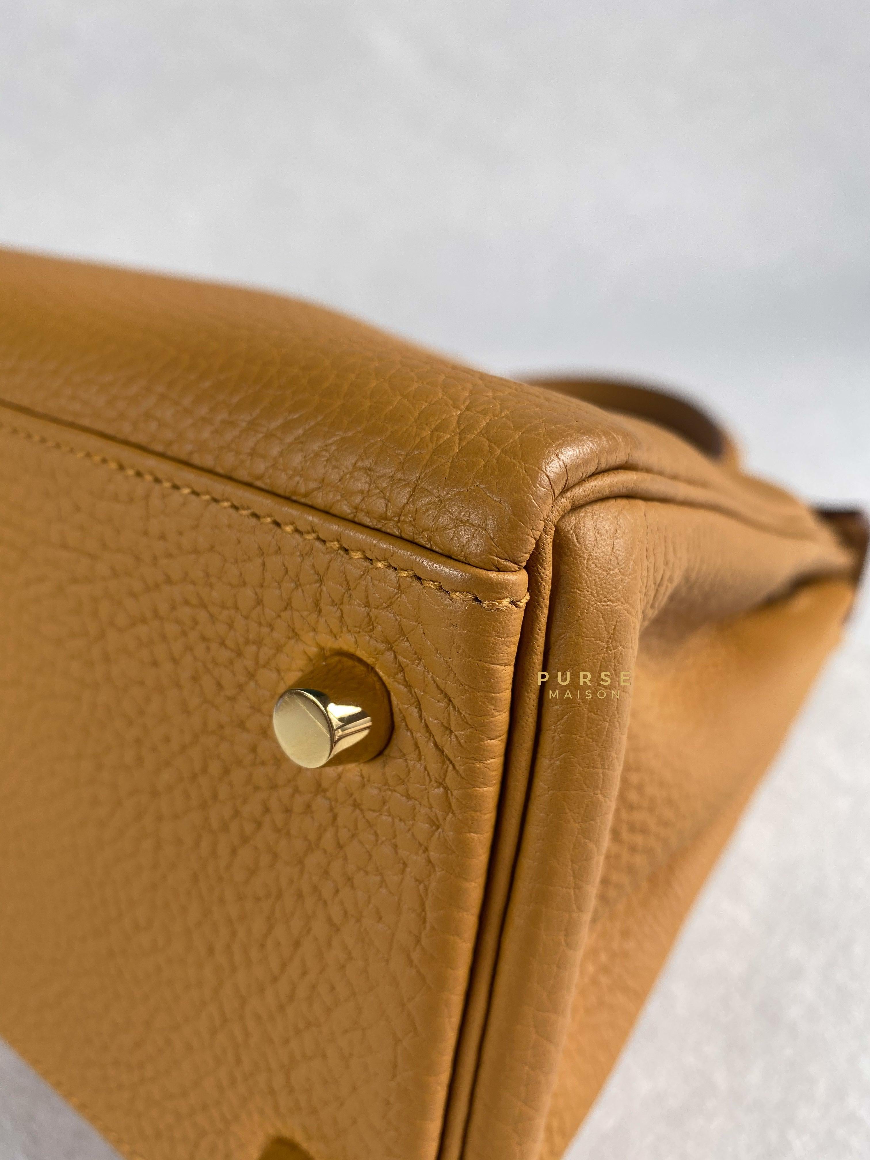 Hermes Kelly 28 Sesame in Clemence Leather and Gold Hardware Stamp Y (2020) | Purse Maison Luxury Bags Shop