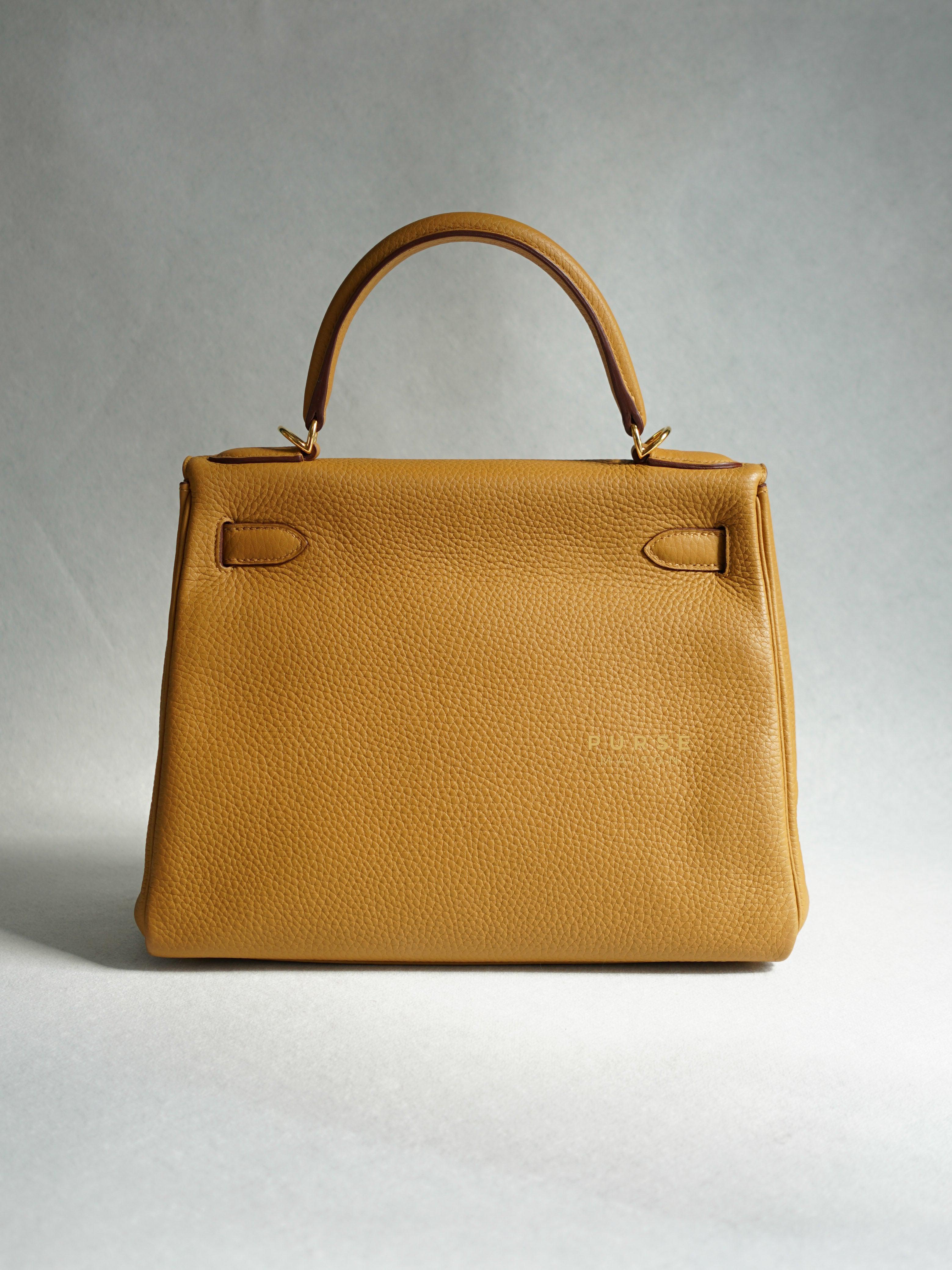 Hermes Kelly 28 Sesame in Clemence Leather and Gold Hardware Stamp Y (2020) | Purse Maison Luxury Bags Shop