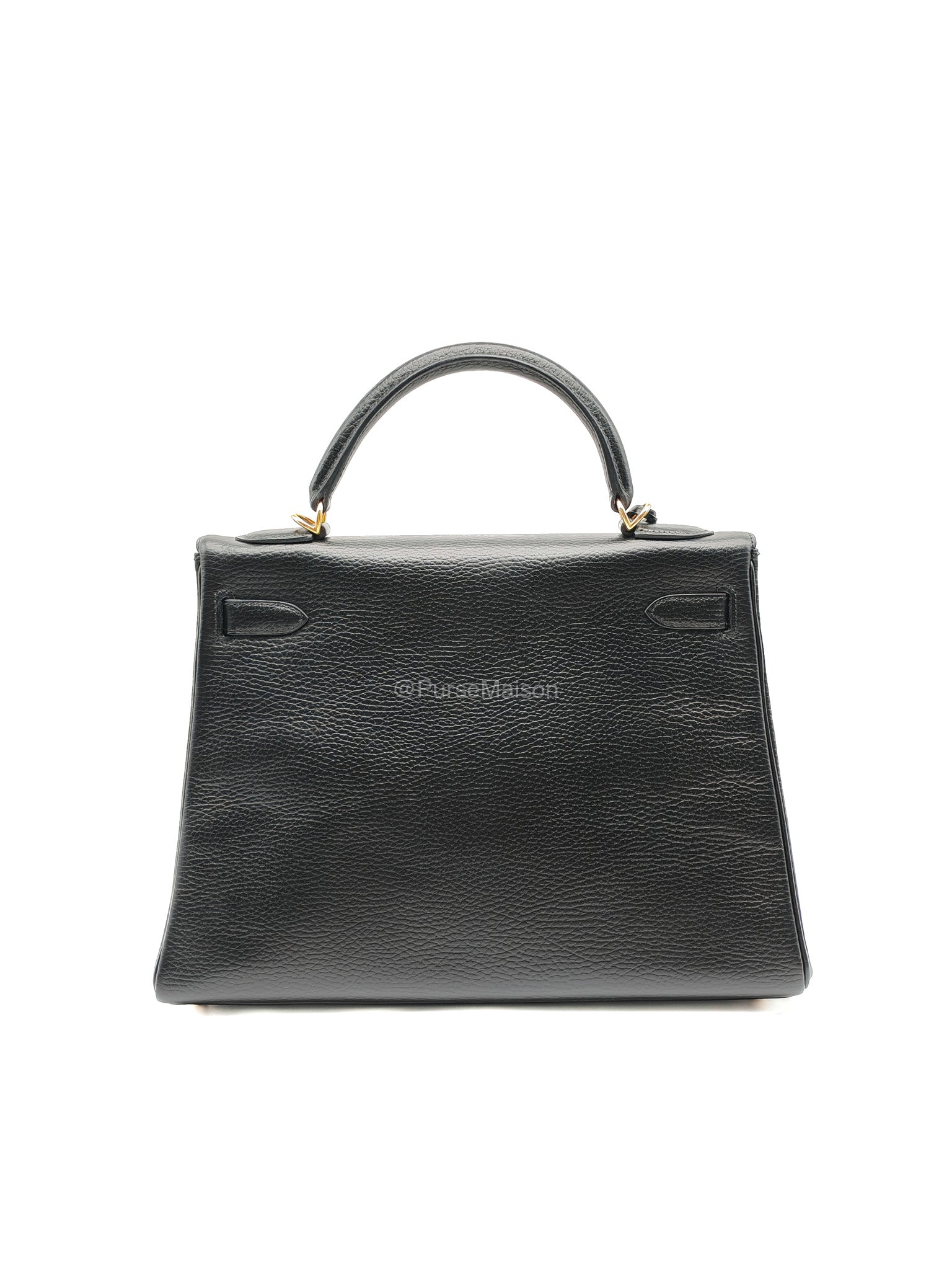 Hermes Kelly 32 in Black Ardennes Taurillon Leather Gold Hardware Stamp Square E(2001) | Purse Maison Luxury Bags Shop