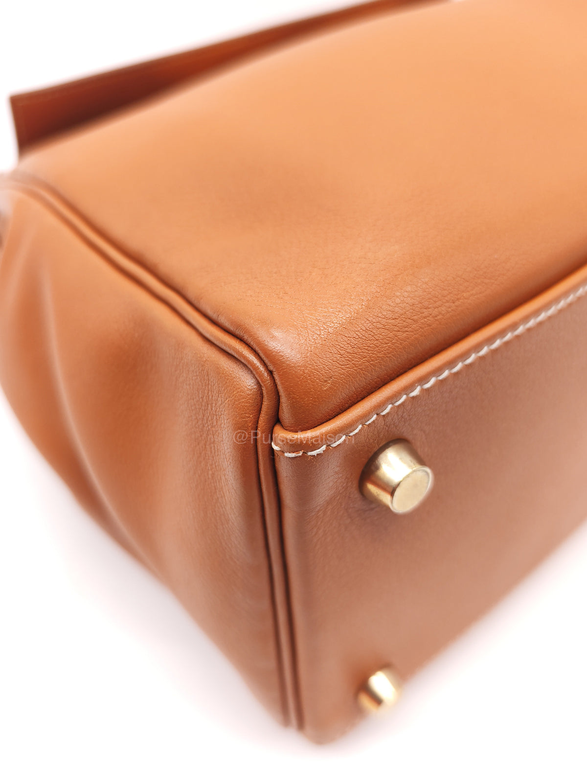 Hermes Kelly 32 Retourne in Gold Swift Leather and Gold Hardware Stamp Square E (2001) | Purse Maison Luxury Bags Shop