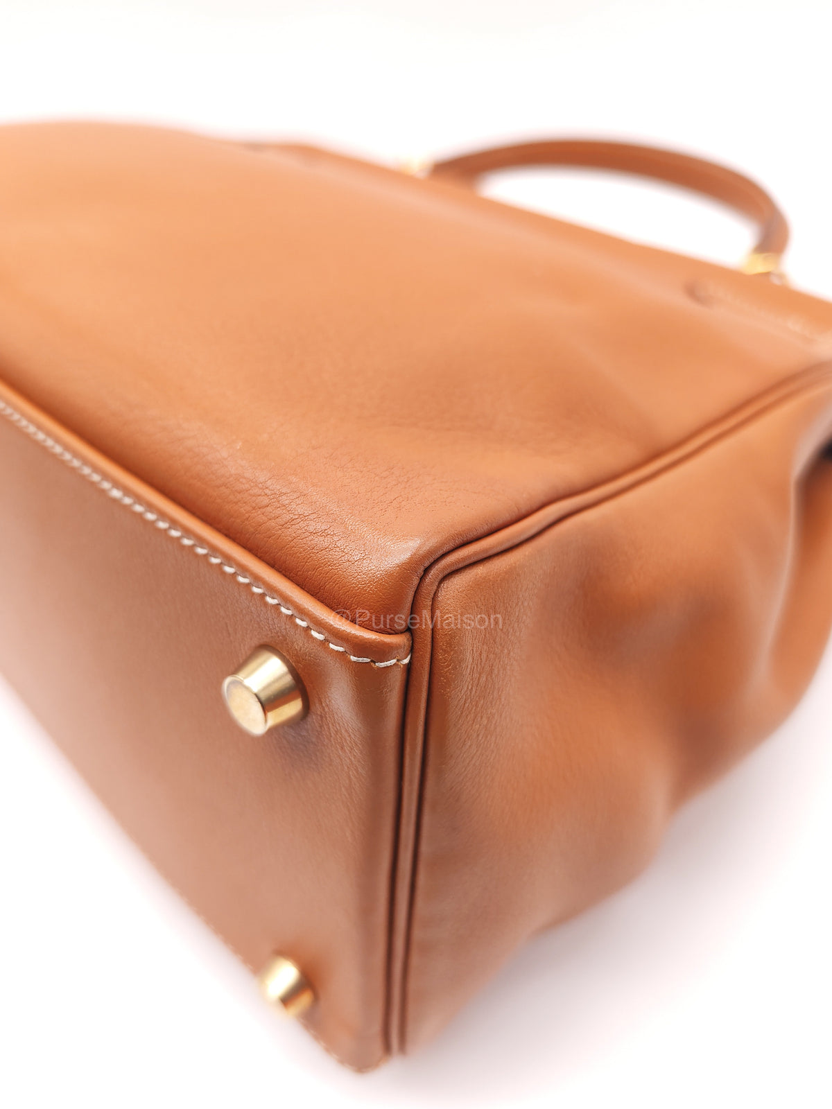 Hermes Kelly 32 Retourne in Gold Swift Leather and Gold Hardware Stamp Square E (2001) | Purse Maison Luxury Bags Shop