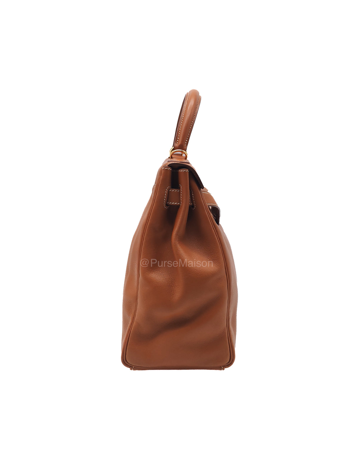 Hermes Kelly 32 Retourne in Gold Swift Leather and Gold Hardware Stamp Square E (2001) | Purse Maison Luxury Bags Shop