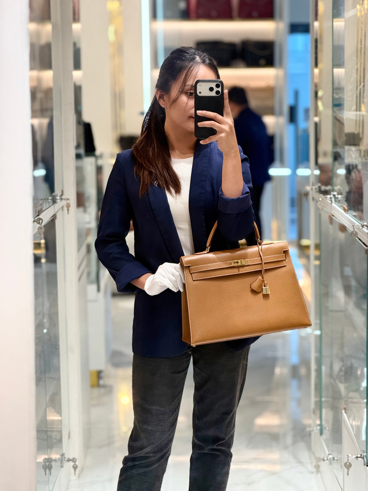 Hermes Kelly 35 in Gold Ardennes Leather Gold Hardware Stamp X Circle (1994) | Purse Maison Luxury Bags Shop