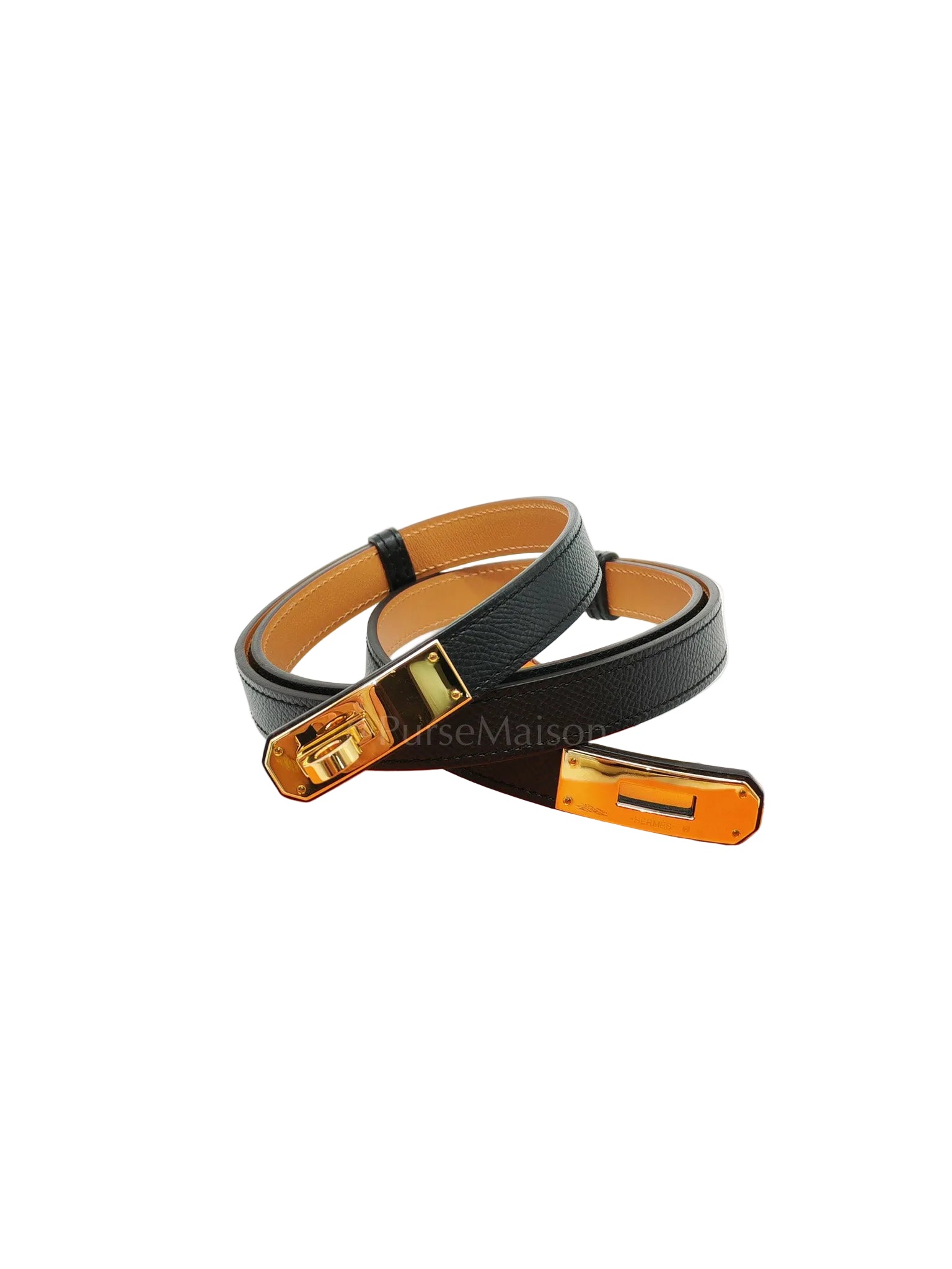 Hermes Kelly Belt in Black Epsom Leather Gold Hardware Stamp U(2022) | Purse Maison Luxury Bags Shop