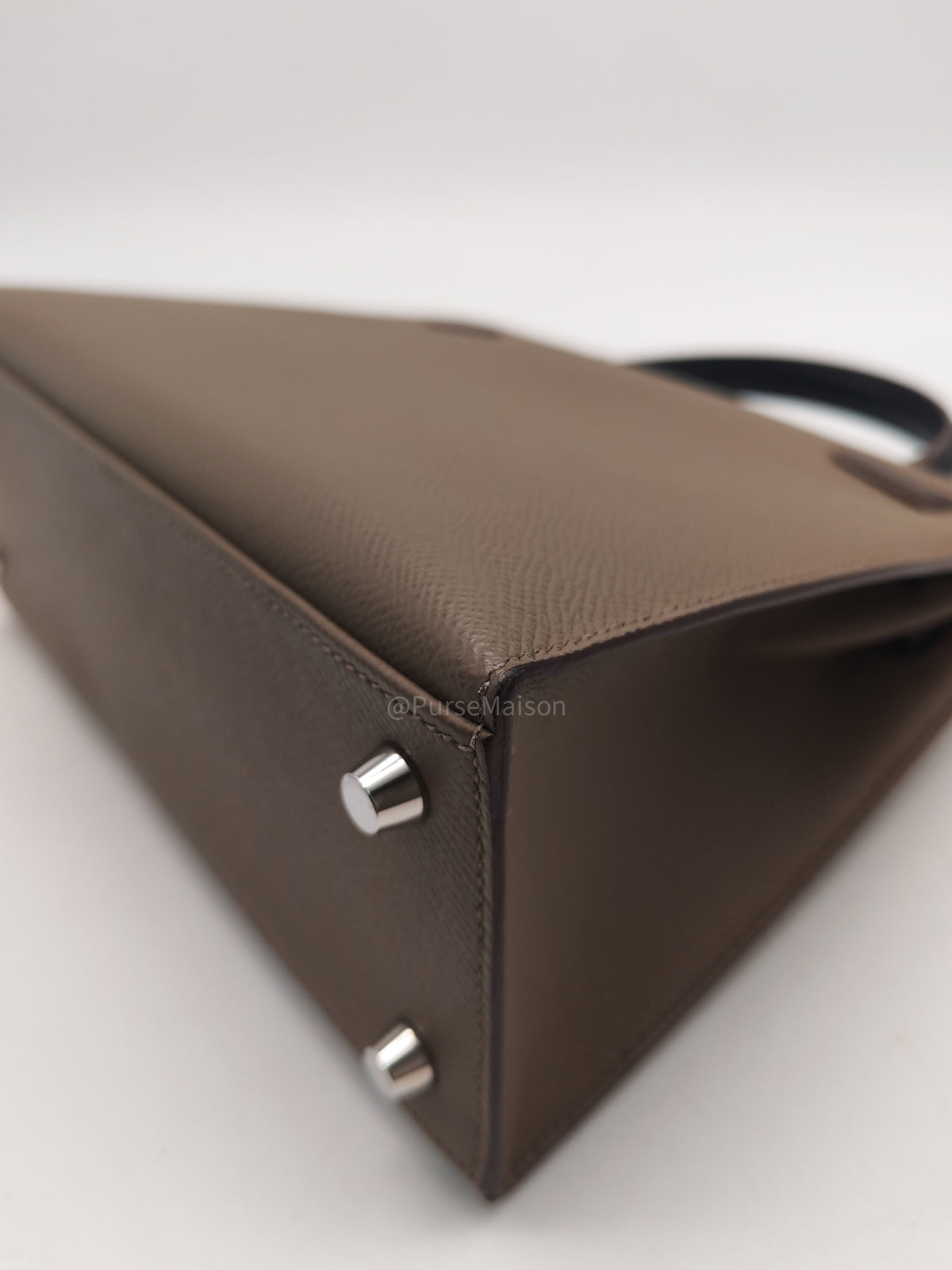 Hermes Kelly II 25 Sellier Tri-color in Etoupe/Ecorce/Noir Epsom Palladium Hardware Stamp B (2023) | Purse Maison Luxury Bags Shop