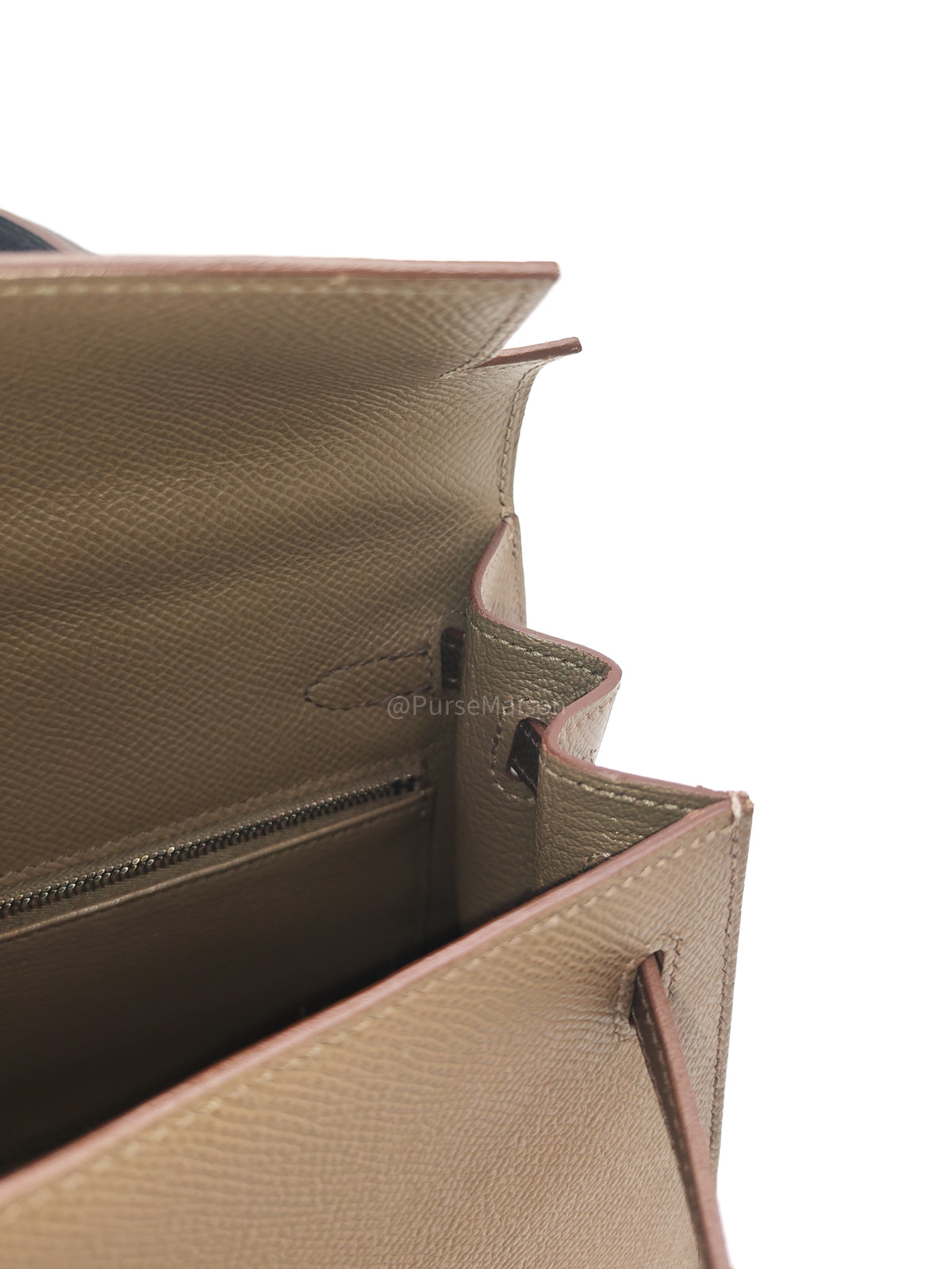 Hermes Kelly II 25 Sellier Tri-color in Etoupe/Ecorce/Noir Epsom Palladium Hardware Stamp B (2023) | Purse Maison Luxury Bags Shop