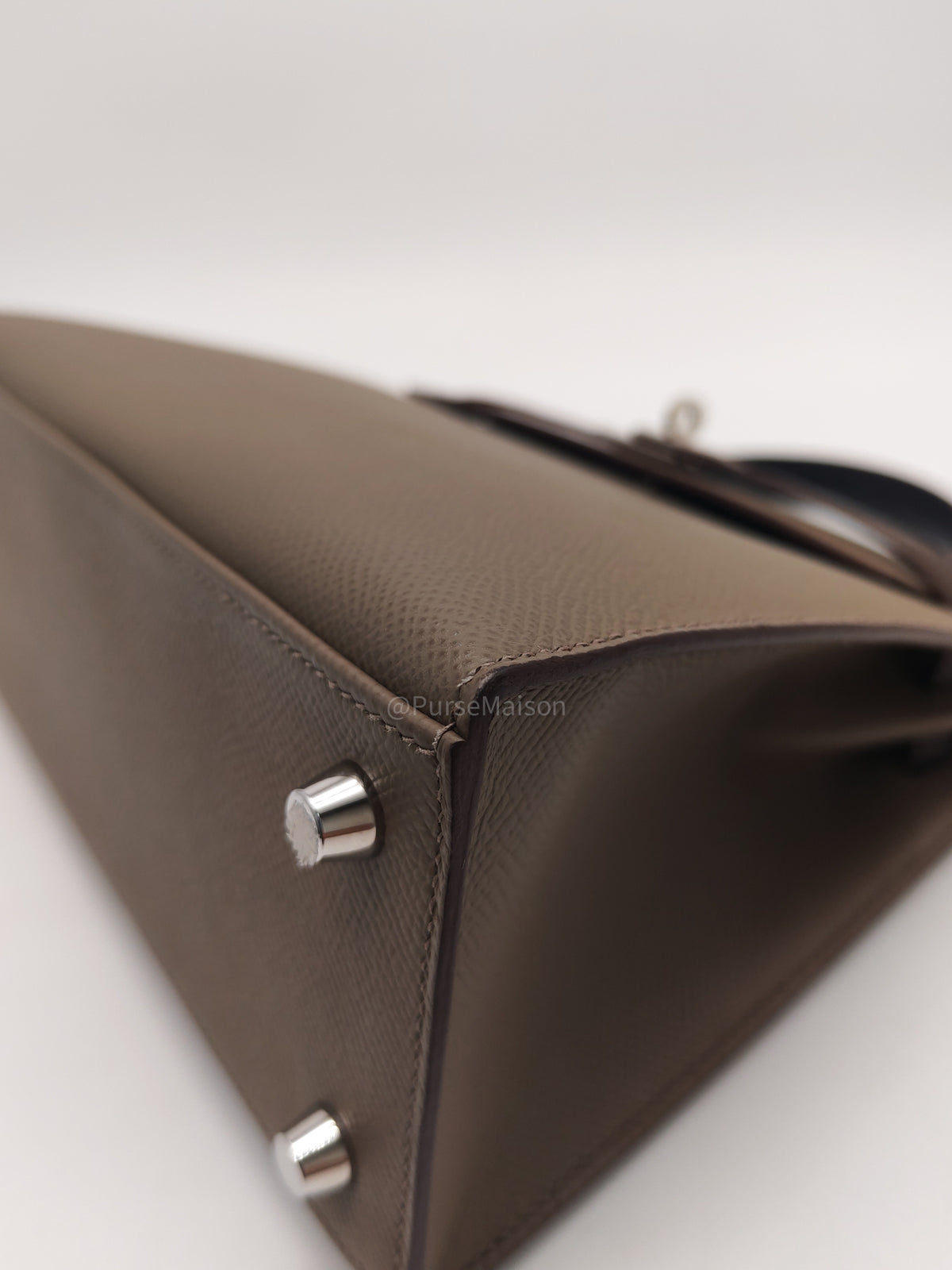 Hermes Kelly II 25 Sellier Tri-color in Etoupe/Ecorce/Noir Epsom Palladium Hardware Stamp B (2023) | Purse Maison Luxury Bags Shop
